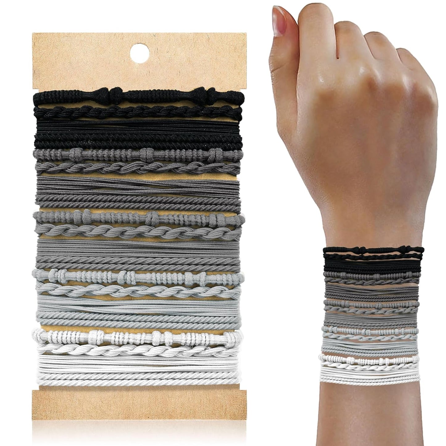 20PCS Boho Hair Accessories, Elastic No-Damage Hair Ties, Cute Bracelets for Women and Girls - All Day Hold for Thick, Thin Hair, and Ponytails