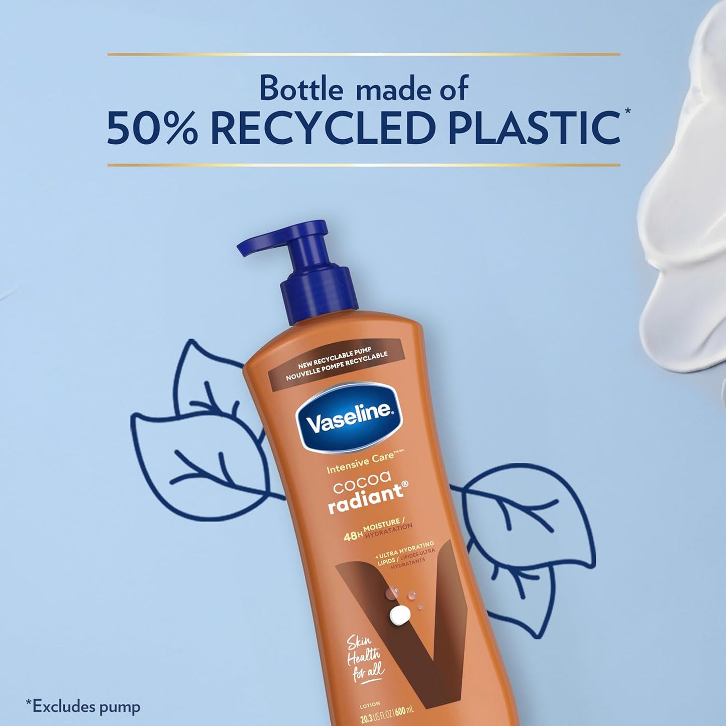 Vaseline Intensive Care Body Lotion Cocoa Radiant 3 count for Dry Skin Lotion Made with Ultra-Hydrating Lipids and Pure Cocoa Butter for a Long-Lasting, Radiant Glow 20.3 Oz