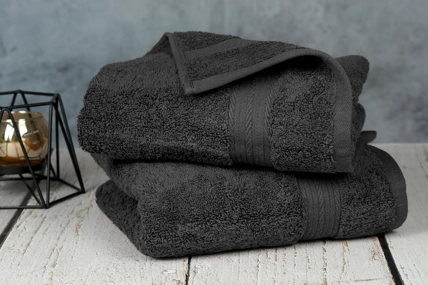 Ample Decor Hand Towels for Bathroom 18 X 28 Inch 600 GSM 100% Cotton, Soft Absorbent - 2 Pcs Gray