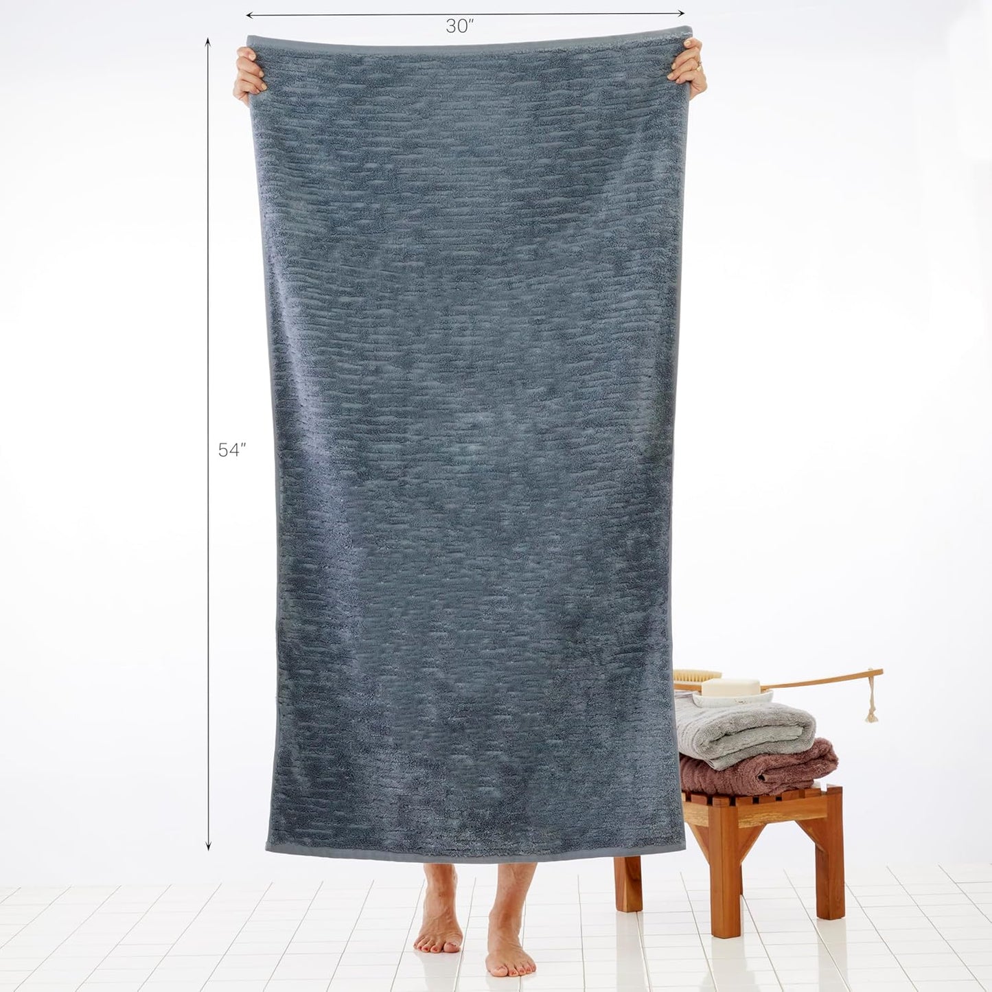 SKL Home CloudSoft Cotton Luxury 4 Pc Bath Towel Set, Smoke Blue