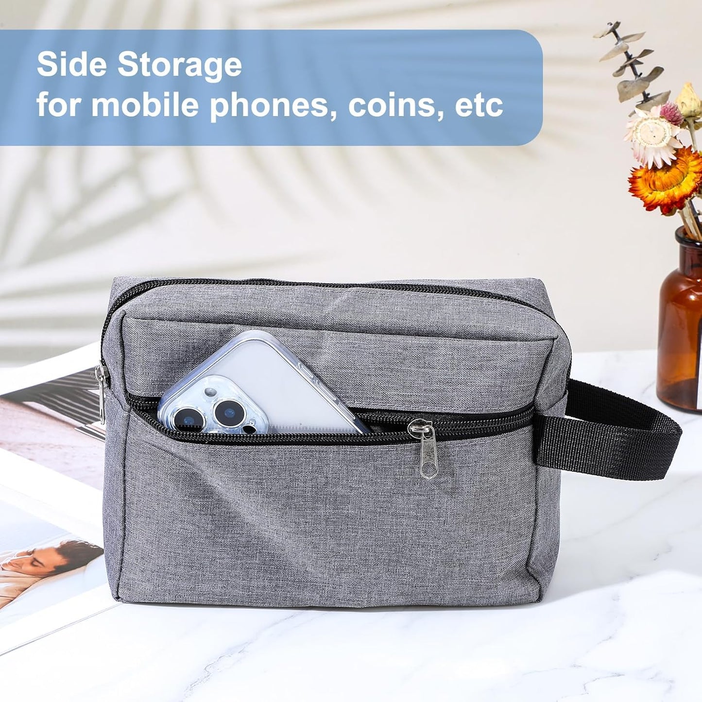 6 PCS Travel Toiletry Bag for Women and Men, Travel Pouch, Large Shaving Bag, Portable Grooming Bag, Foldable Storage Bags with Handle for Cosmetics Toiletries Tools, 6 Colors