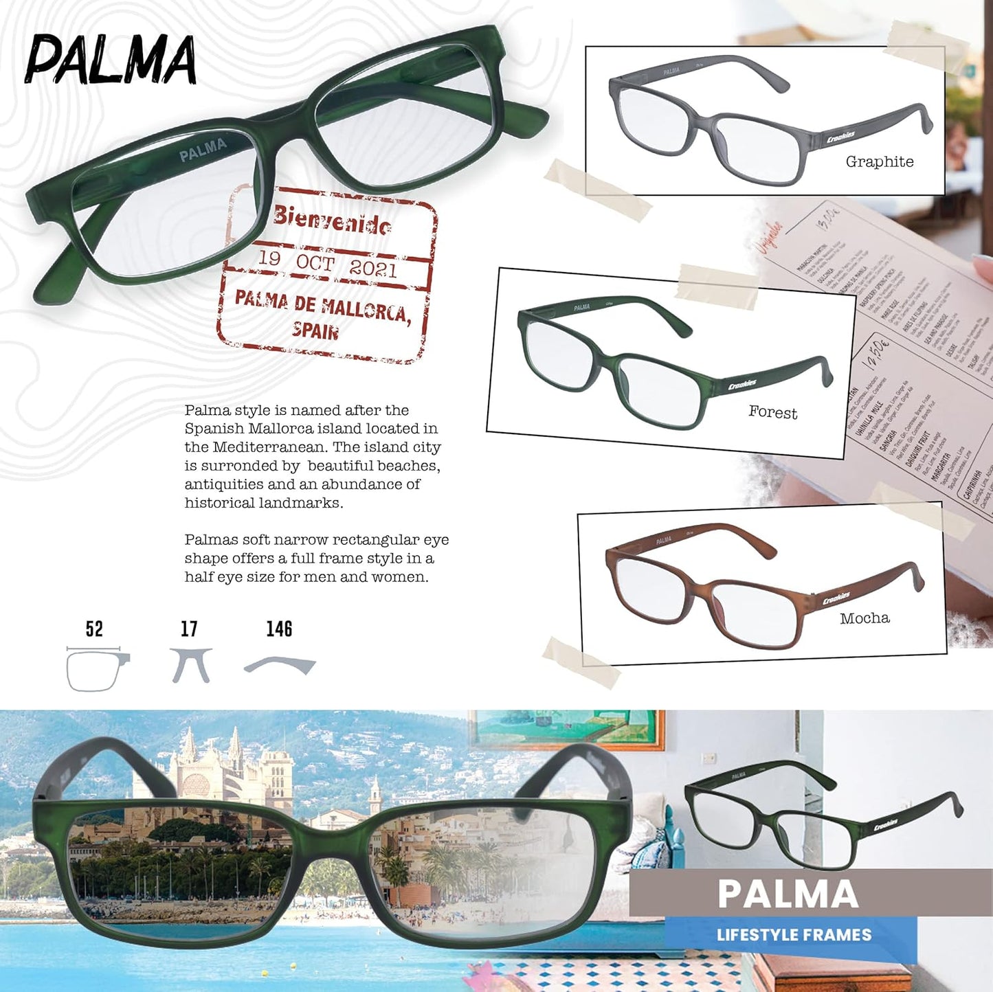 Croakies Palma Photochromic Progressive Eyewear | UV400 Sunglass for Outdoor | Bluelight Eyeglass for HEV Devices | Bundle