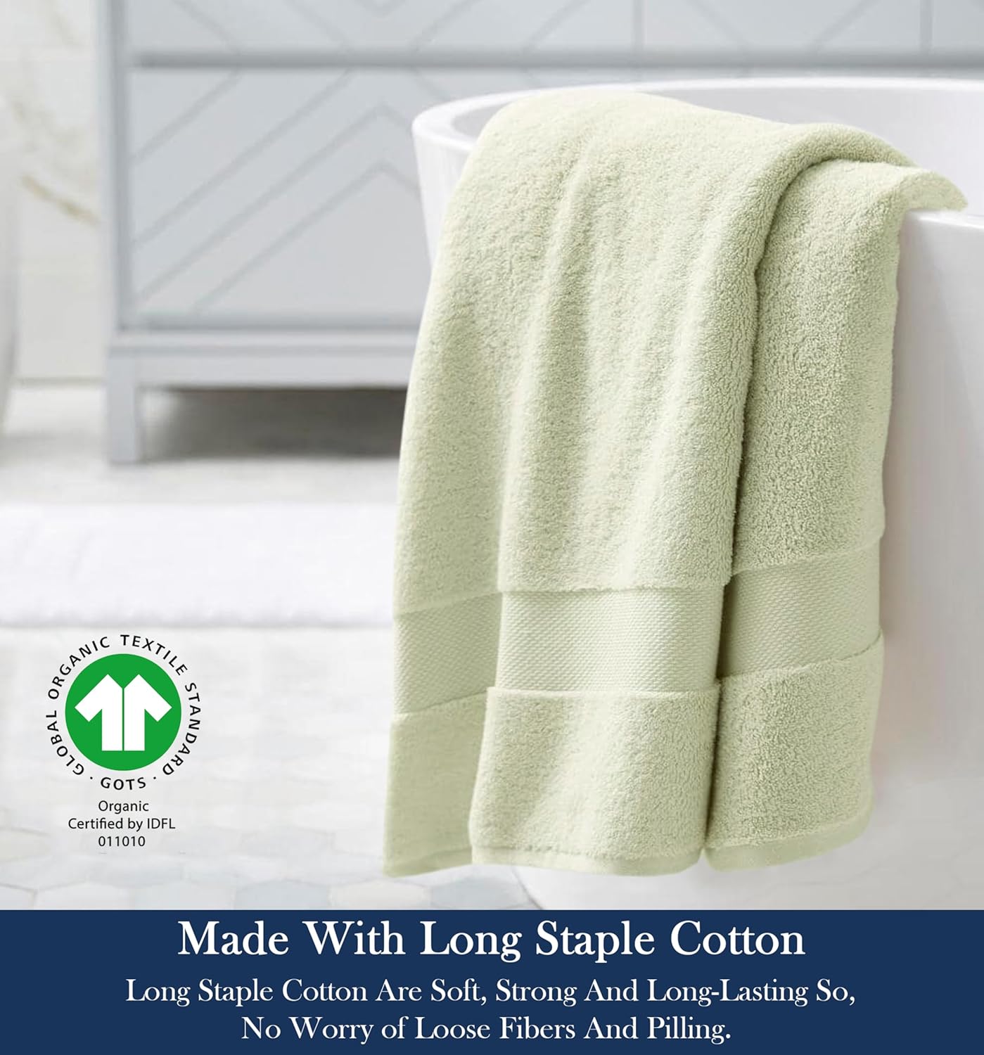 Delara Organic Cotton Luxuriously Plush Bath Sheet | GOTS & Oeko-TEX Certified | Premium Hotel Quality Towels | Feather Touch Technology| 650 GSM Long Staple|Soft, Quick Dry & Ultra-Absorbent 36"x70"