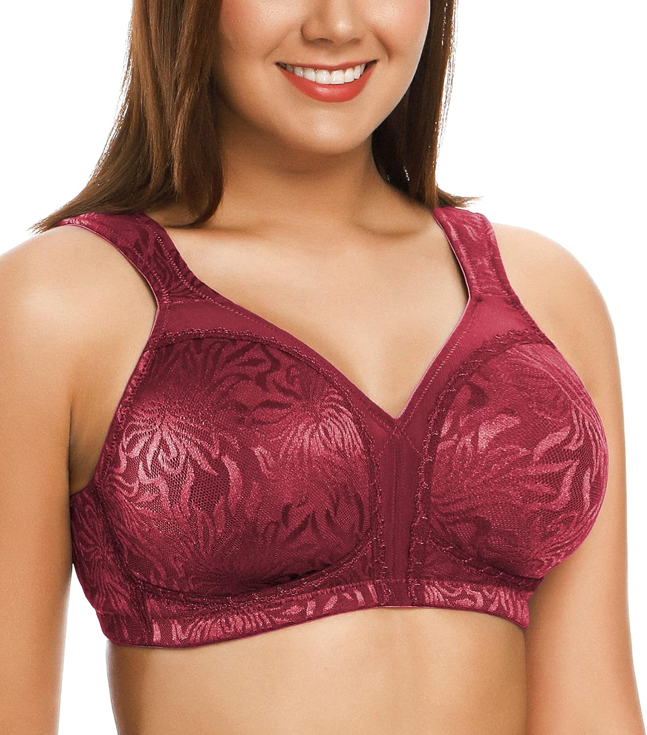 ZeroBound Women's Minimizer Bras Comfort Cushion Strap Wirefree Full Coverage Large Bust Non-Padded Bra