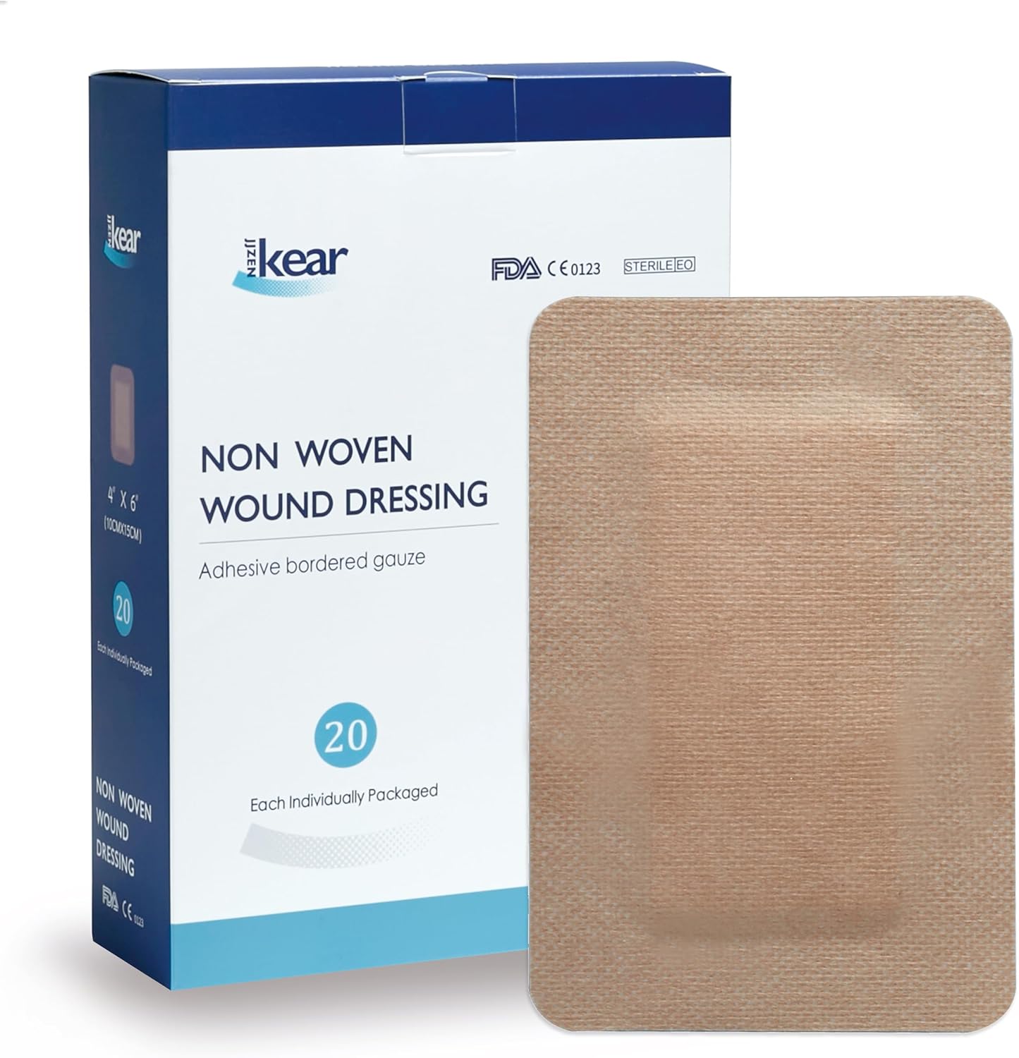 4"X6" 20 PCS Extra Large Sterile Nude Island Dressing Bandage for Wound - Self-Adhesive Boarded Gauze Pads - Latex Free - Medical Grade (Nude, 4"X6"-20PCS)
