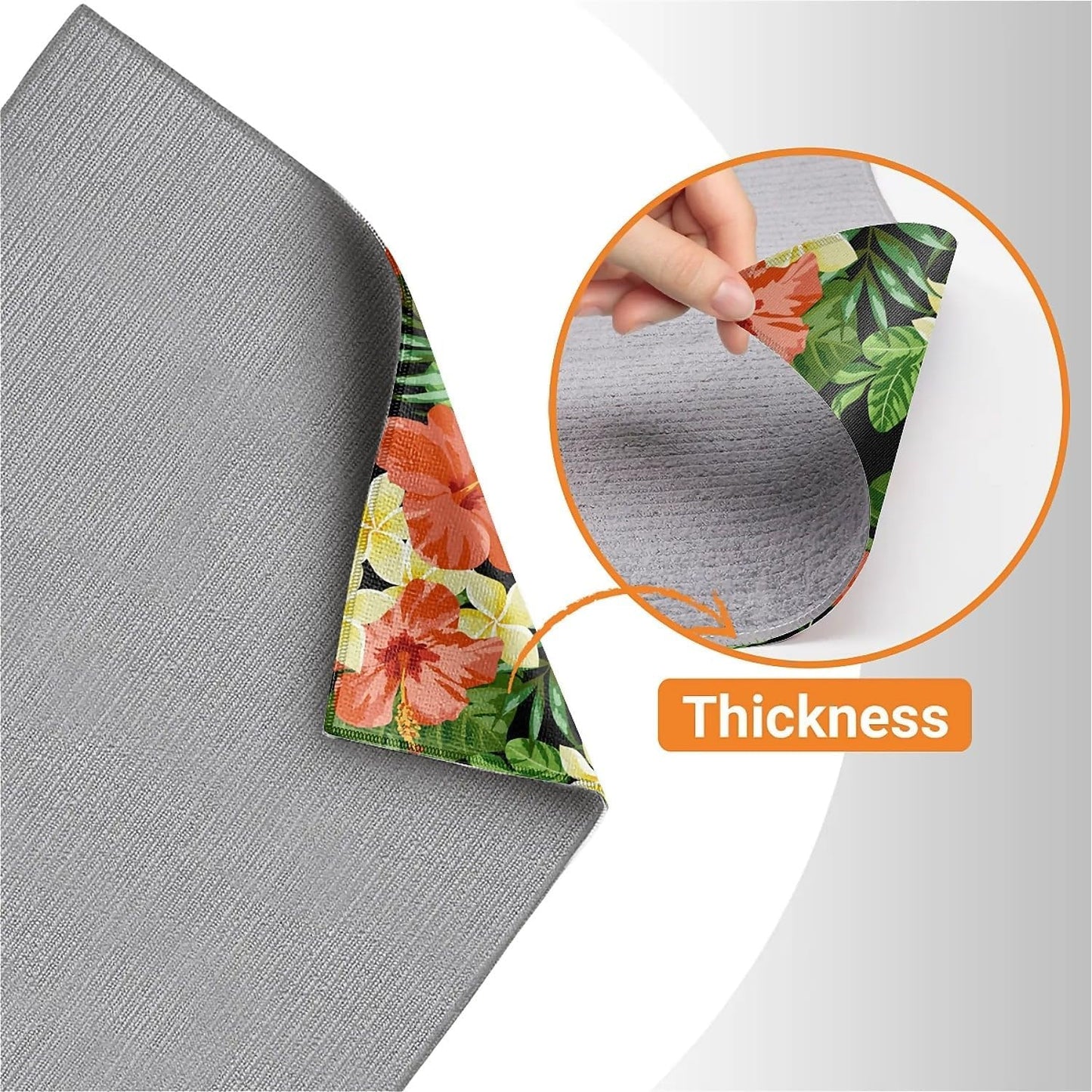 Dish Drying Mat For Kitchen Counter, Tropical Flower On Black Microfiber Absorbent Dish Drainer Rack Pad Reusable Large 18x24in Drying Mat