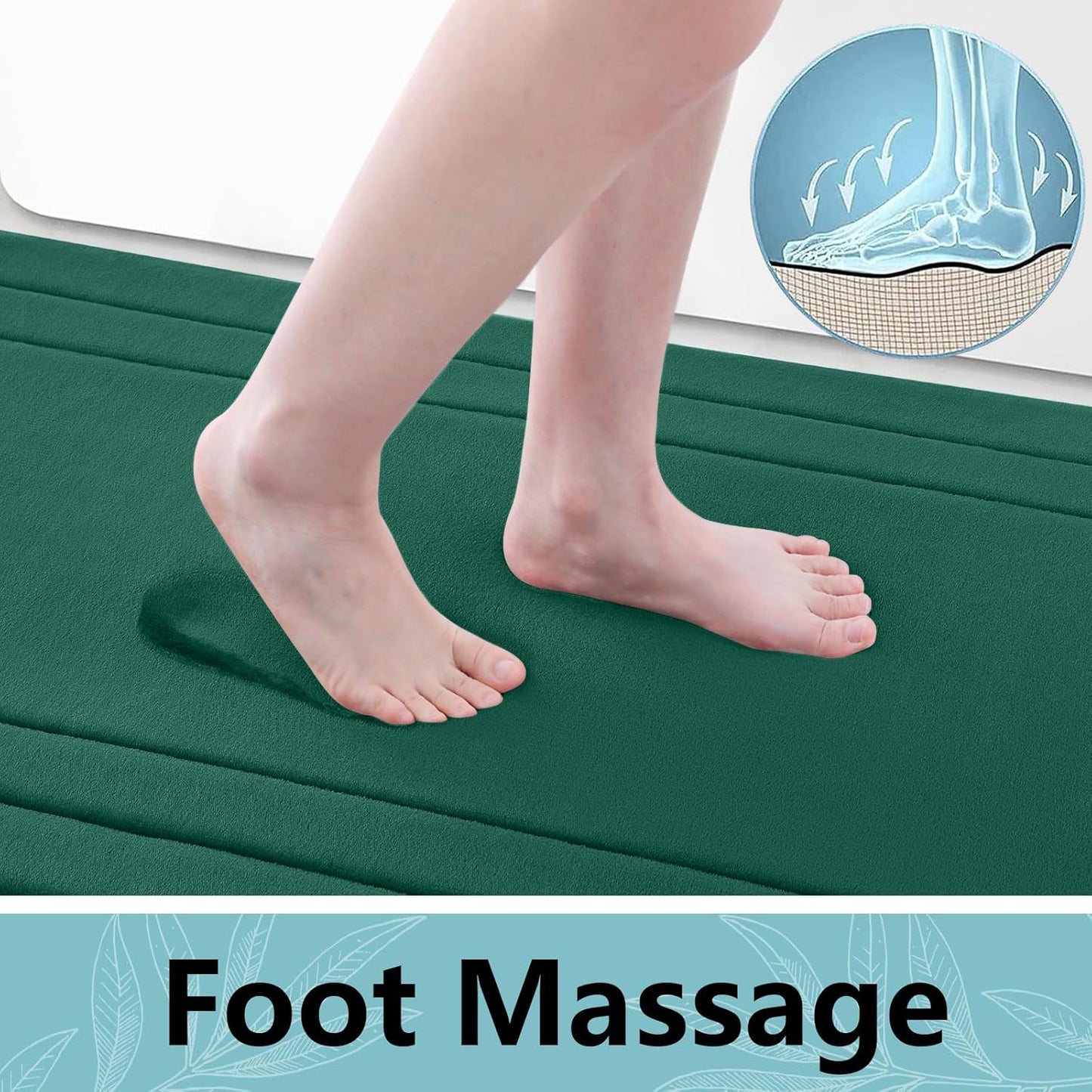 Arotive Memory Foam Bathroom Rug Mat 54x24, Ultra Soft and Absorbent Bath Mat, Machine Wash Dry, Comfortable Bath Rug Carpet for Bathroom Floor, Tub and Shower, Dark Green