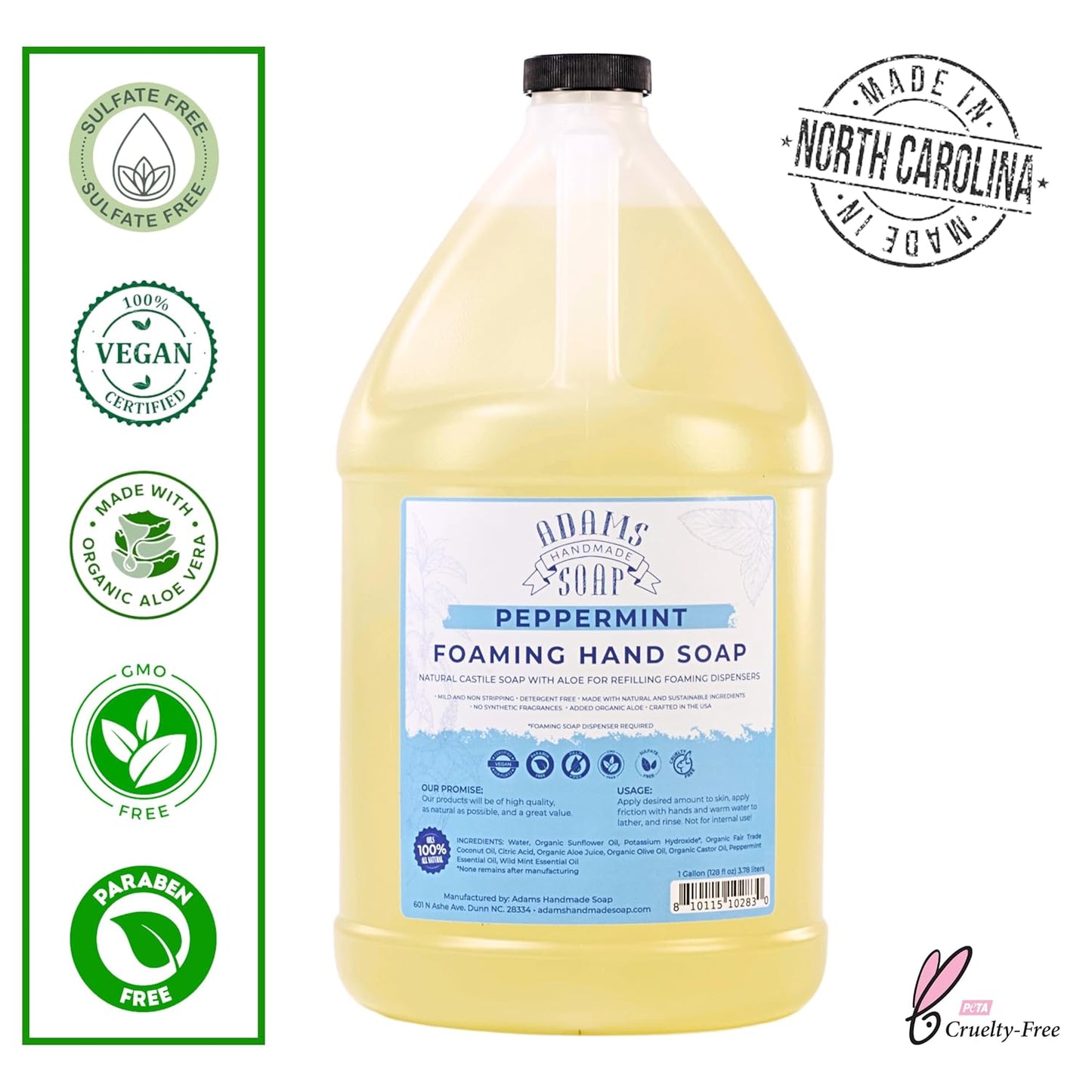 Adams Handmade Soap Liquid Foaming Soap 1 Gal - Peppermint