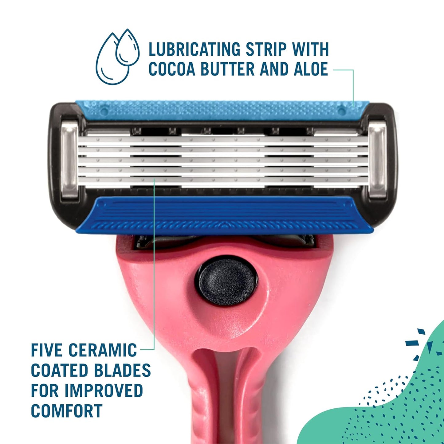 Preserve Shave 5 Five Blade Refillable Razor, Made from Recycled Materials, Poppy Red