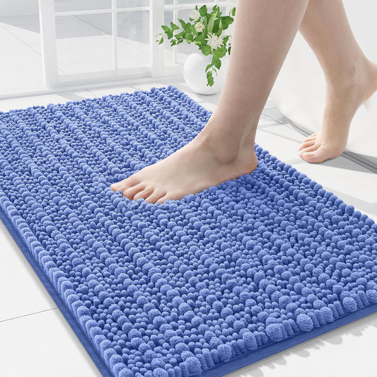 Arotive Luxury Chenille Bathroom Rug Mat, Extra Soft Thick Absorbent Shaggy Bath Rugs, Non-Slip Machine Wash Dry, Plush Bath Mats for Bathroom, Shower and Tub, 30x20, Cornflower Blue