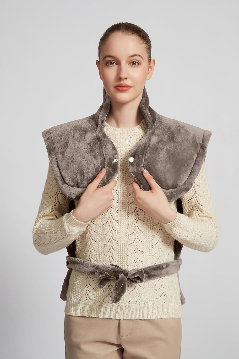 Ambershine 26"x35" XXXL King Size Neck& Shoulder& Back Heating Pad with 12 Temperature Settings& 4 Auto-Off Countdown Timers, Pain Relief for Back/Neck/Shoulder, Christmas Gift for mom dad(Light Tan)