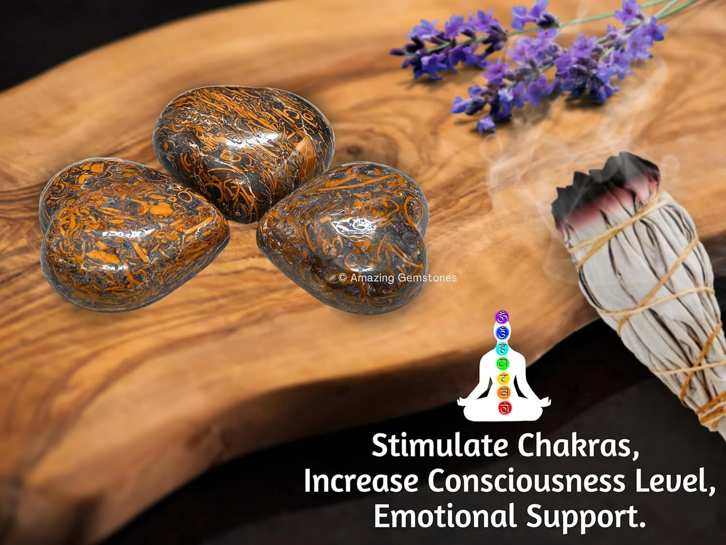 Mariyam Jasper Crystal Heart Palm Stone - Pocket Massage Worry Stone for Natural Body Chakra Balancing, Reiki Healing and Crystal Grid