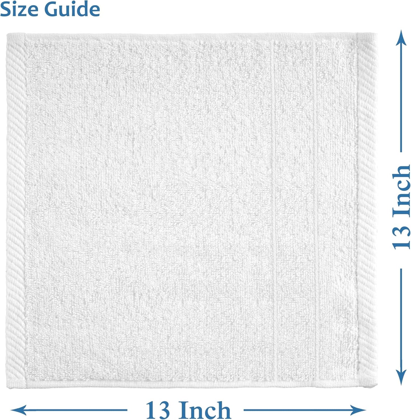 Casa Platino 100% Cotton Washcloths 12 Pack - Spa & Salon Quality Face Towels - Ring Spun, Soft & Absorbent Wash Cloth Rags for Body, Beauty, Home, Gym - Fingertip Towels - 13"x13", White Washcloths