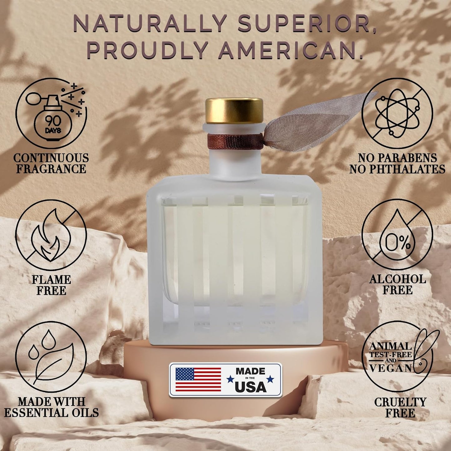 LOVSPA Reed Diffuser Set, Christmas Cabin Scented Oil Diffuser with Sticks, Home Fragrance Accessories for Bathroom Shelf Decor, Aroma Diffusers for Home or Office Desk, USA Made