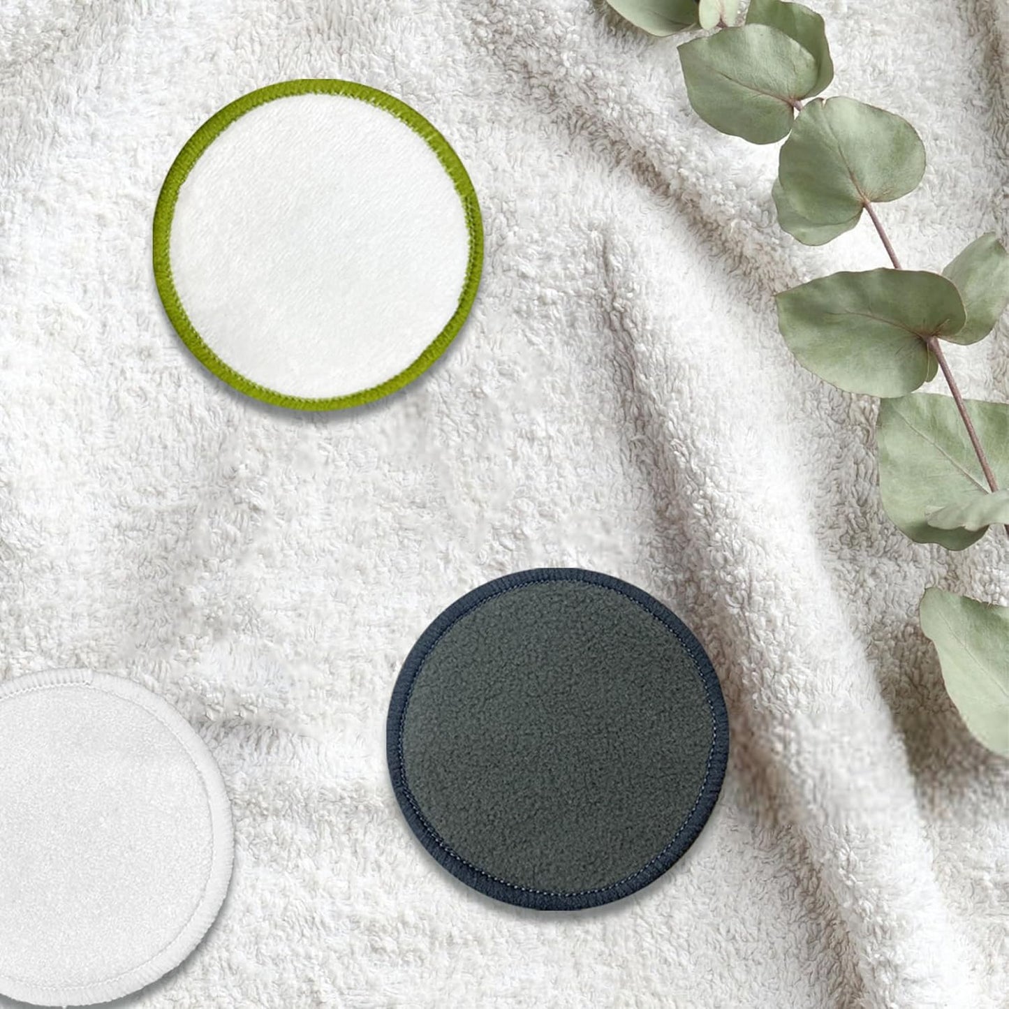 Reusable Bamboo Charcoal Makeup Remover Pads - 30 Count Washable Makeup Remover Pads, Reusable Cotton Rounds for Face, Double-Sided Washable Bamboo Cotton Rounds with Mesh Bag for Storage