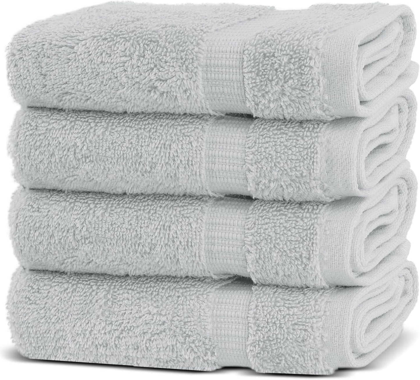 Chakir Turkish Linens | Hotel & Spa Quality 100% Cotton Premium Turkish Towels | Soft & Absorbent (4-Piece Washcloths, Silver Gray)