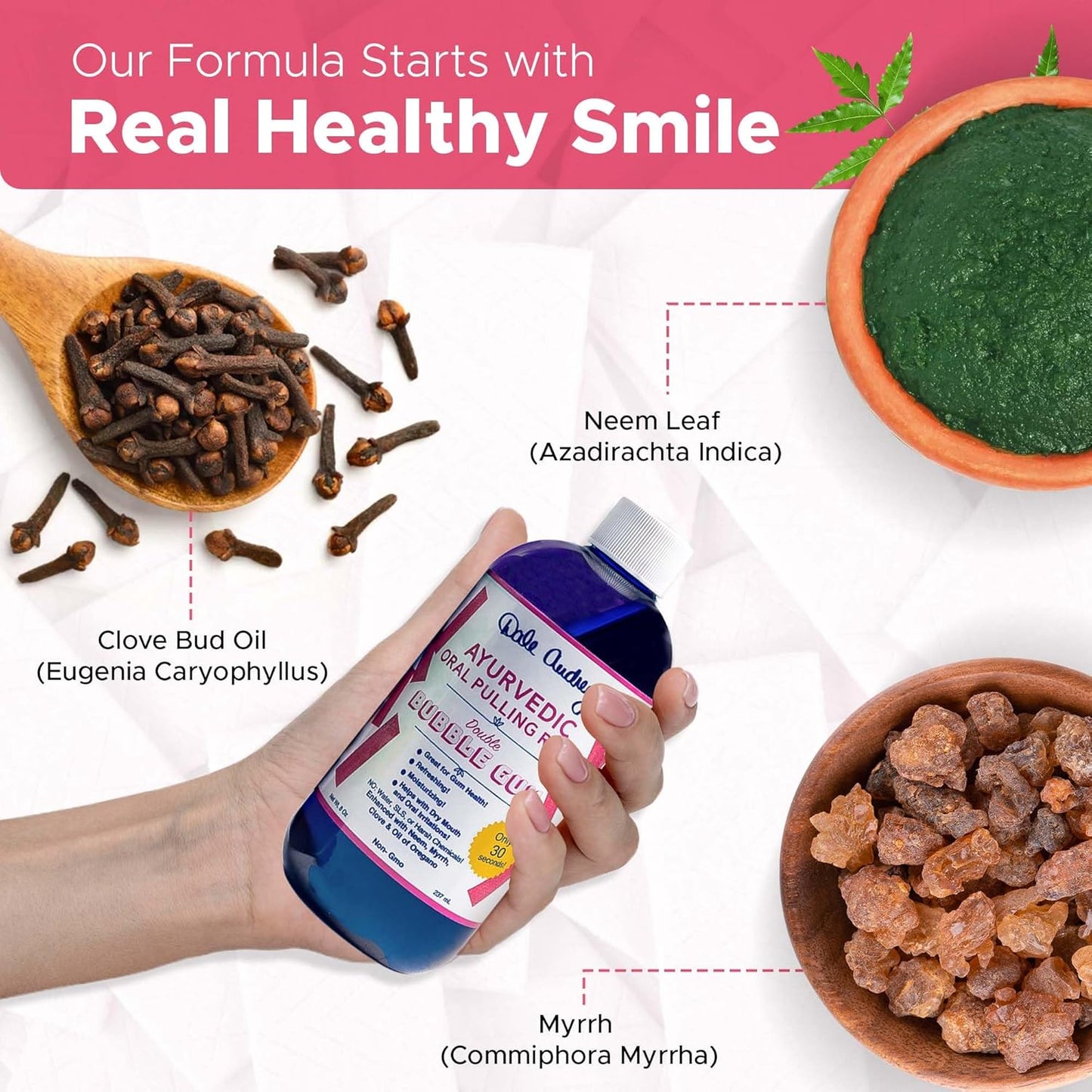 Oil Pulling for Teeth and Gums | Made in USA Bubble Gum Flavored Organic Sesame Oil Oral Rinse Mouth wash | Ayurvedic Pulling Rinse to Freshen Your Breath | Oral Care Teeth Whitening Mouthwash-8 FL Oz