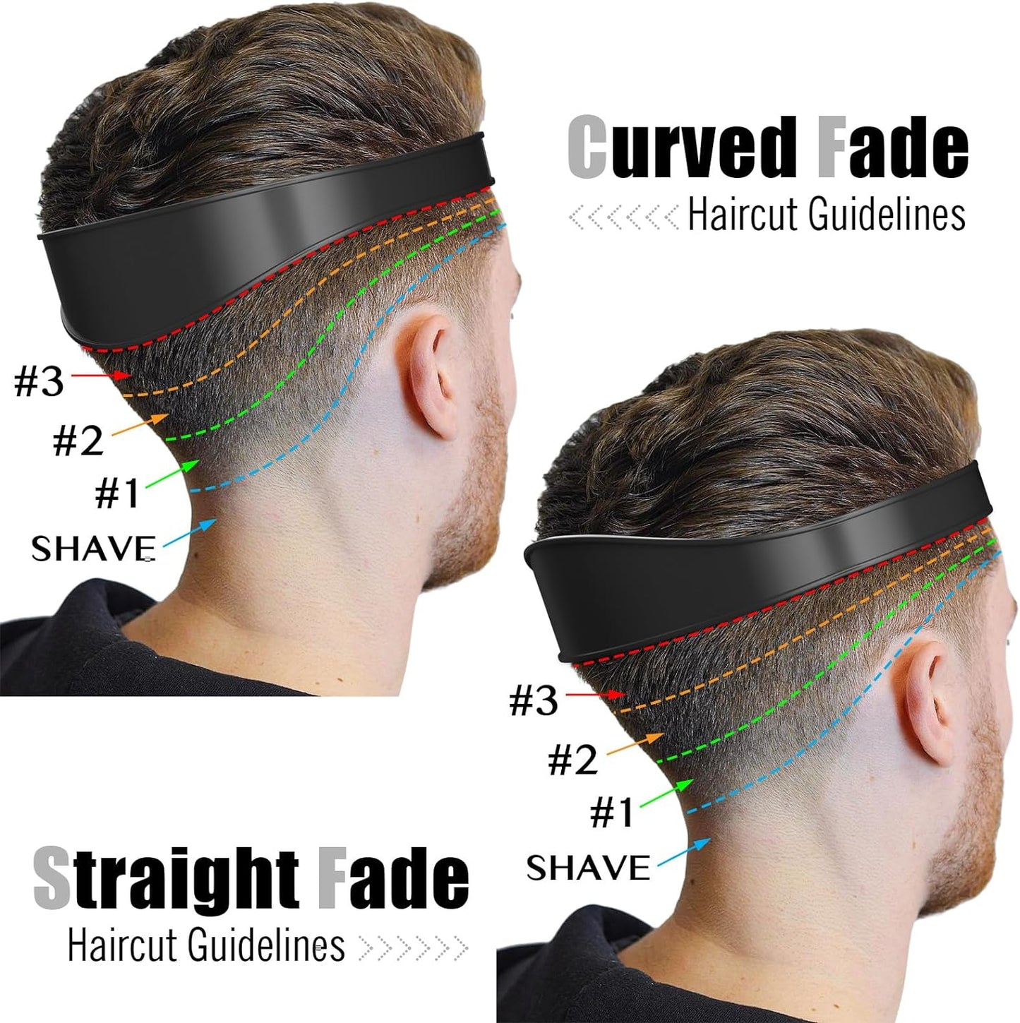 Neckline Shaving Template and Adjustable Hair Trimming Guide,DIY Self Haircutting System, Shaving and Keeping a Clean and Straight Neck Hairline,Easy Use Tool Soft Portable (Black)