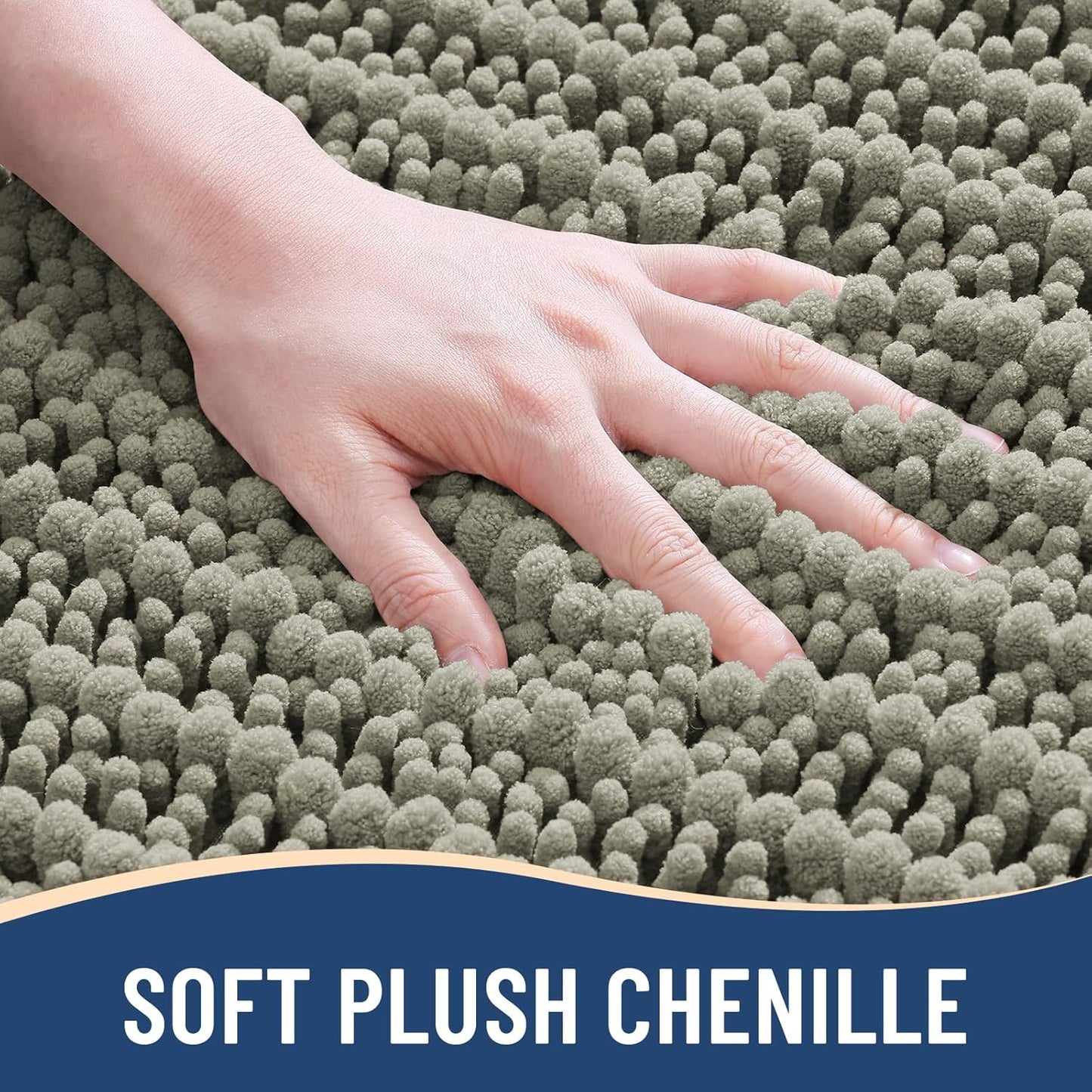 Arotive Luxury Chenille Bathroom Rug Mat, Extra Soft Thick Absorbent Shaggy Bath Rugs, Non-Slip Machine Wash Dry, Plush Bath Mats for Bathroom, Shower and Tub, 30x20, Warm Taupe