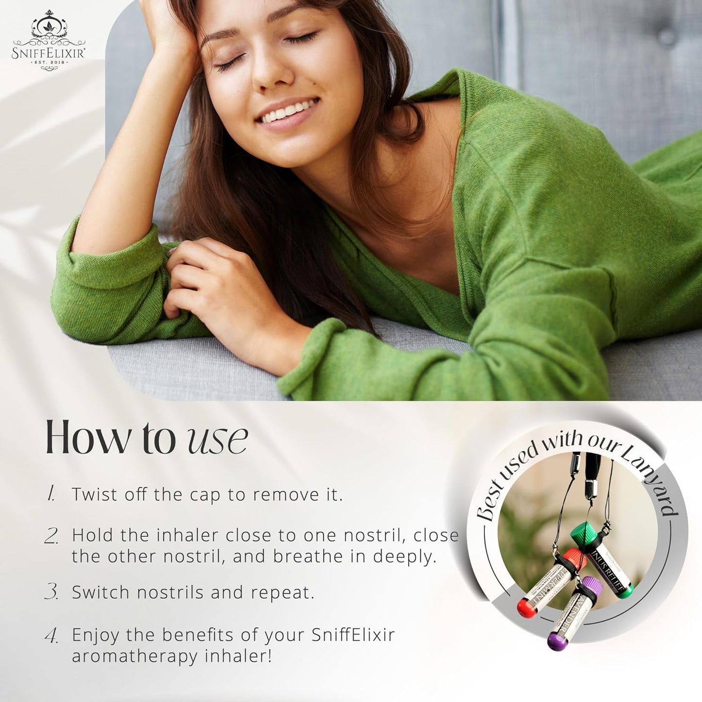 Eucalyptus Nasal Inhaler with Essential Oils for Adults - Natural Aromatherapy Stick for Breathing, Portable