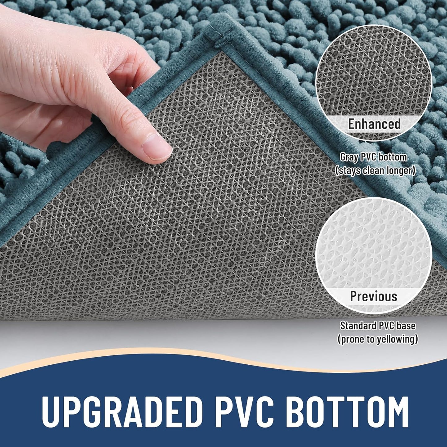 Arotive Luxury Chenille Bathroom Rug Mat, Extra Soft Thick Absorbent Shaggy Bath Rugs, Non-Slip Machine Wash Dry, Plush Bath Mats for Bathroom, Shower and Tub, 30x20, Smoky Gray