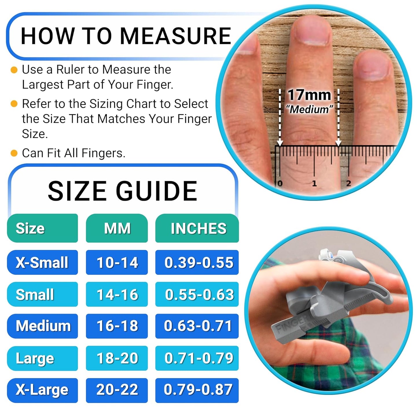 Finger Straightener | PIP Extension Orthosis/Splint For Bent Fingers, PIP Flexion Contractures | Adjustable Joint Stretcher Device | Made in USA | Gray/X-Large