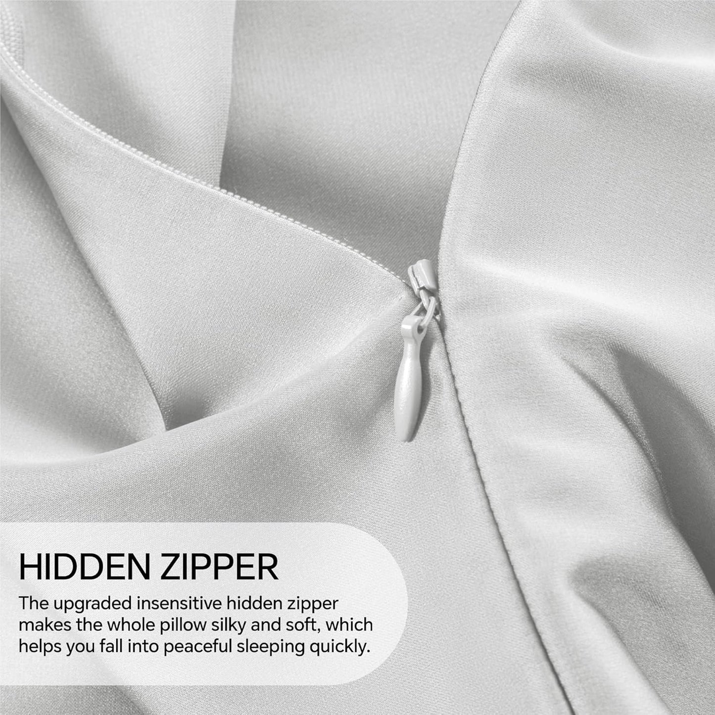 INFIIXSO Body Pillow Cover with Zipper, Luxury Mulberry Silk Body Pillow Case 20x54 Inches, Ultra Smooth and Soft Cooling Long Pillowcase, Gift for Women, Men(Light Grey)