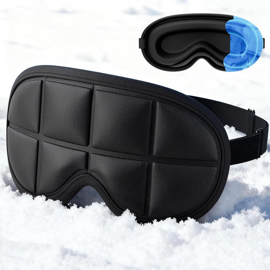 3D Cooling Sleep Mask with Double Coldfocus Gel - Frozen Cold Gel Eyes Mask with Contoured Blackout Hot & Cold Therapy for Women, Men Sleeping on Airplane Traveling for Migraine, Dry Puffy Eye,2 Packs