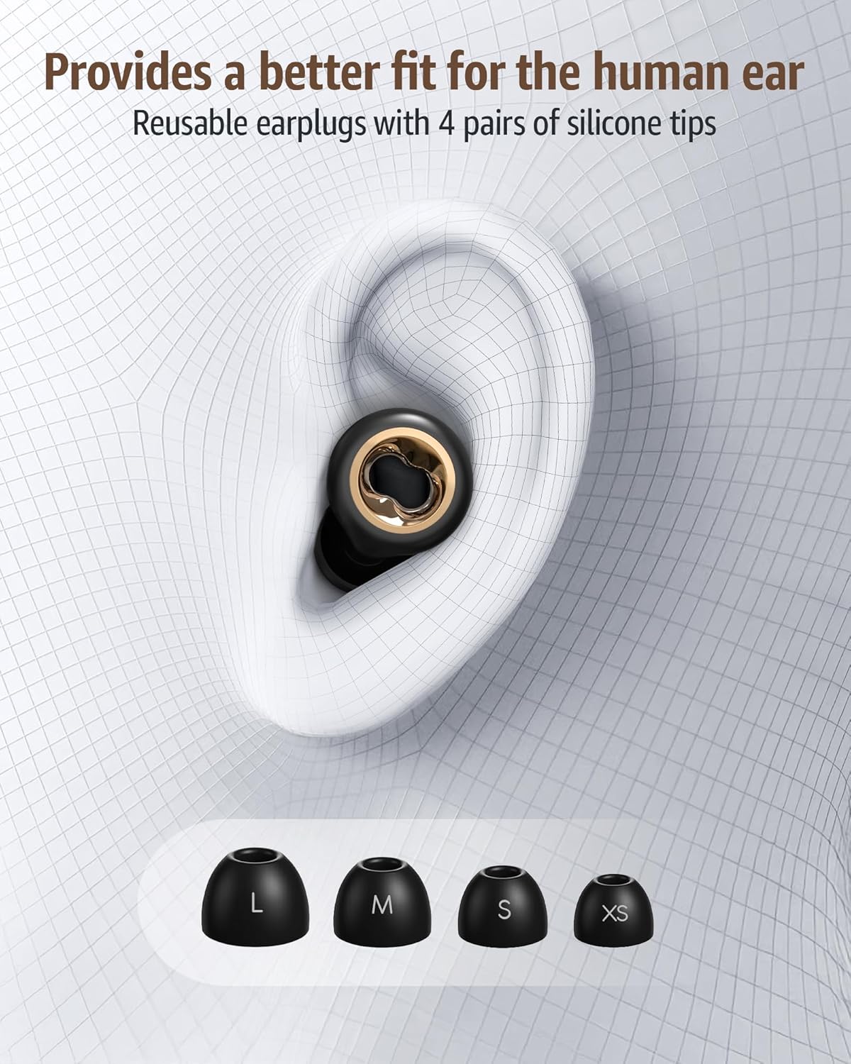 Ear Plugs for Sleeping 45DB Noise Cancelling: Ultra-Comfy Reusable Noise-Reducing Earplugs for Concerts & Travel & Snoring-Silicone Hearing Protection Earbuds with 8 Eartips