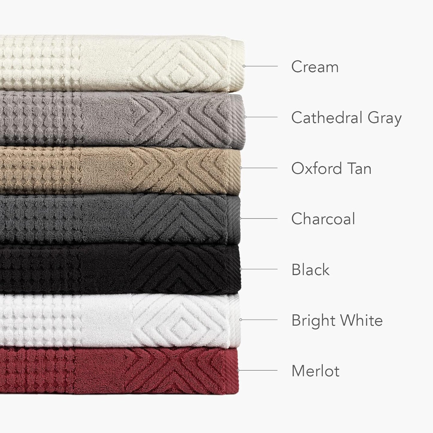 Texere 100% Organic Cotton Diamond Jacquard 700 GSM Luxury Bath Towel Sets - Ultra Soft and Absorbent Hotel and Spa Quality (Diamond, Black, 2 Bath & 2 Hand Towels)