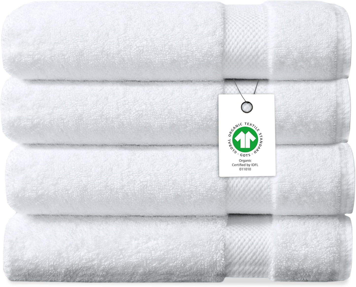 Delara Organic Cotton Luxuriously Plush Bath Towel Pack of 4 | GOTS & OEKO-TEX Certified | Premium Hotel Quality Towels | Feather Touch Technology|650 GSM Long Staple|Soft, Quick Dry & Ultra-Absorbent