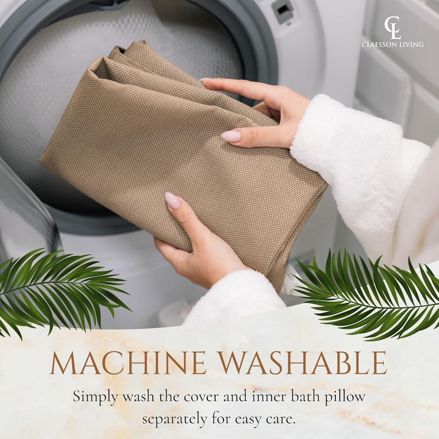 Luxury Bath Pillow for Tub - Thick and Comfortable Bathtub Pillow Support for Head and Neck and Back - Washable Quick-Drying Bath Pillows - Bath Cushion for Home Spa - Fits Any Bathtub - Sand