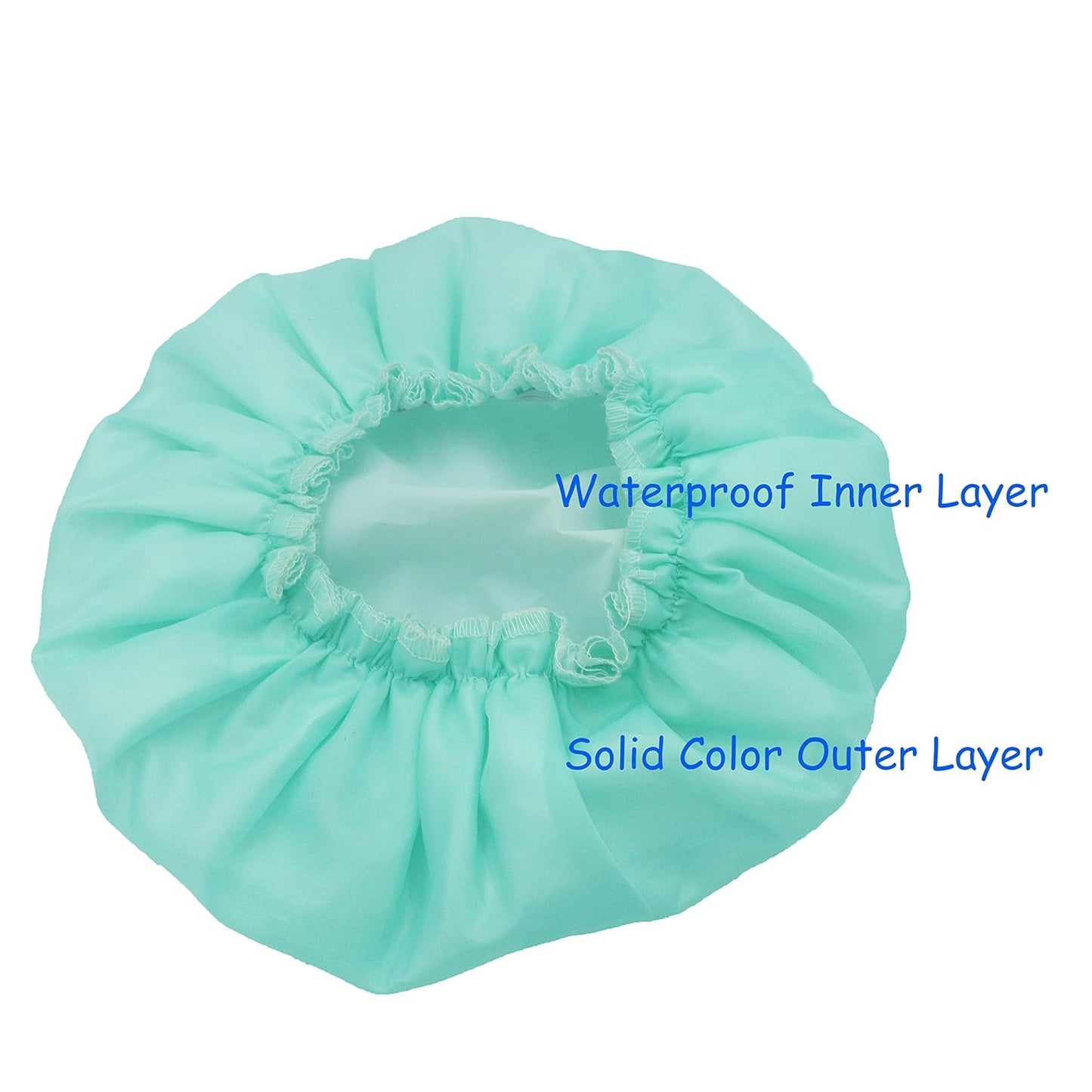 (2 Pack) Creamy Fashion Style Hair Cap Extra Large Double Layer Lined Waterproof Durable Eco-Friendly Shower Cap with Tight Elastic-Fashionista Collection Bath Cap (Solid Pattern)