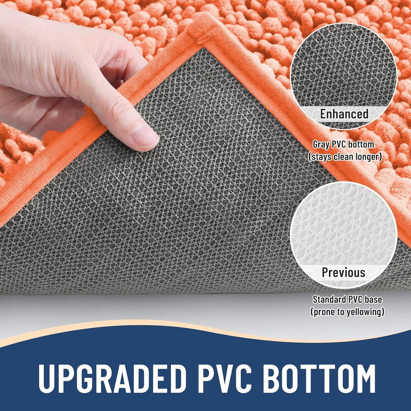 Arotive Luxury Chenille Bathroom Rug Mat, Extra Soft Thick Absorbent Shaggy Bath Rugs, Non-Slip Machine Wash Dry, Plush Bath Mats for Bathroom, Shower and Tub, 44x24, Coral