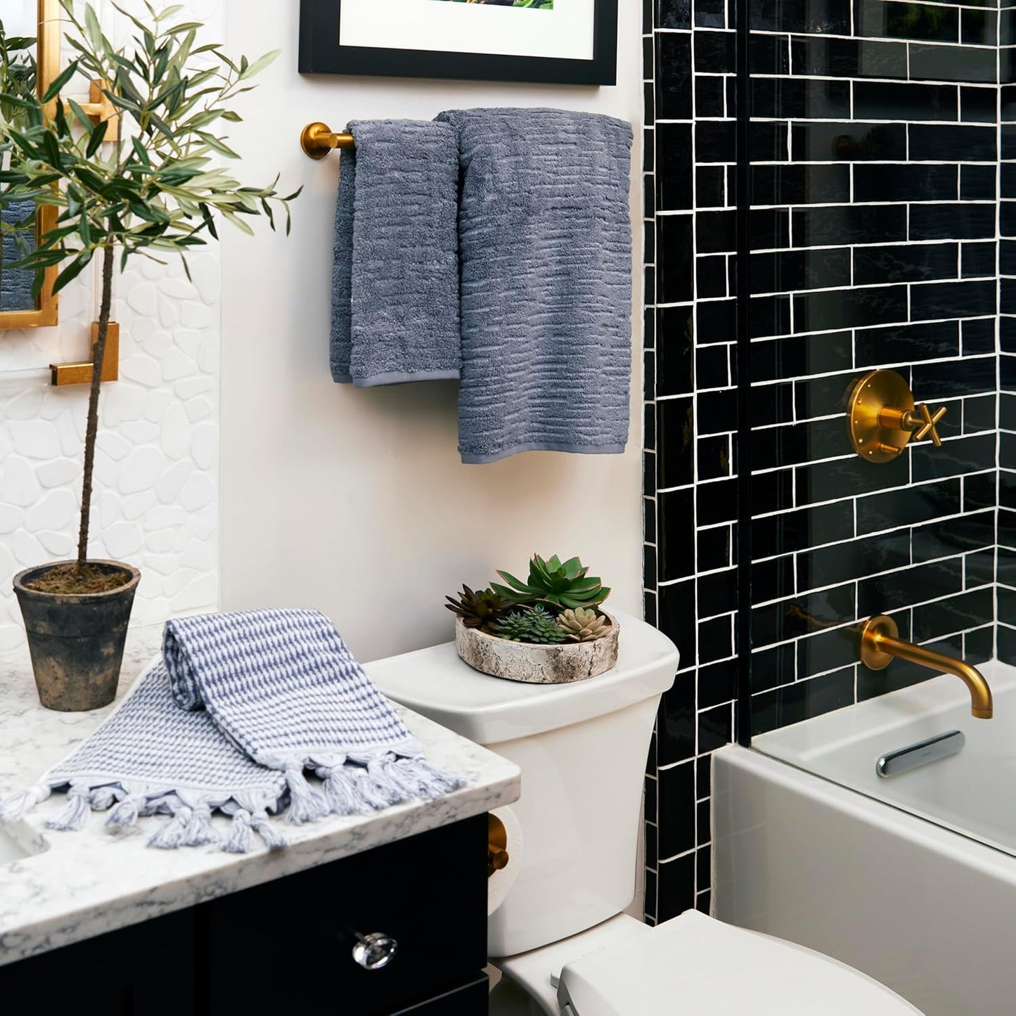 SKL Home CloudSoft Cotton Luxury 4-Piece Washcloth Set, Smoke Blue