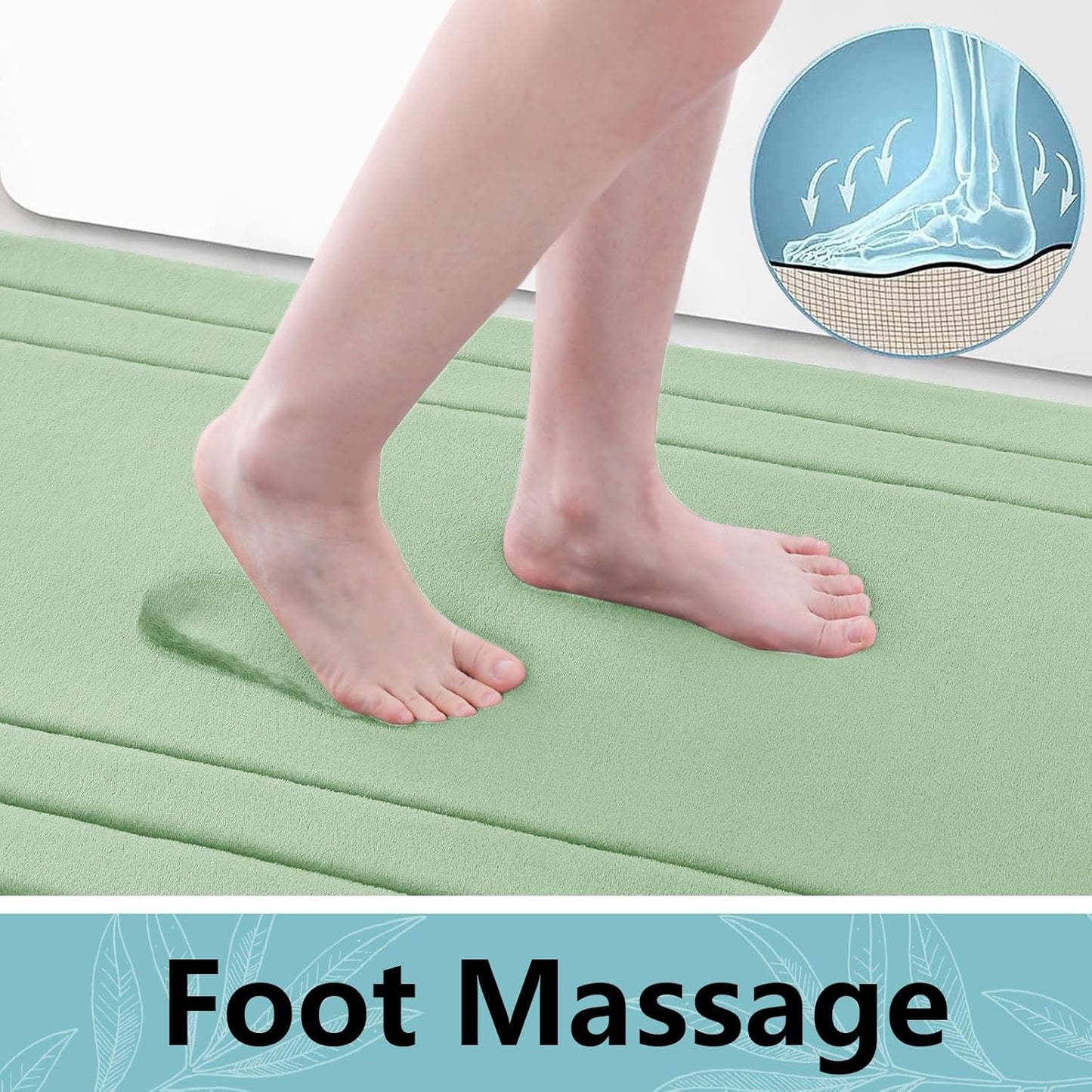 Arotive Memory Foam Bathroom Rug Mat 54x24, Ultra Soft and Absorbent Bath Mat, Machine Wash Dry, Comfortable Bath Rug Carpet for Bathroom Floor, Tub and Shower, Sage Green