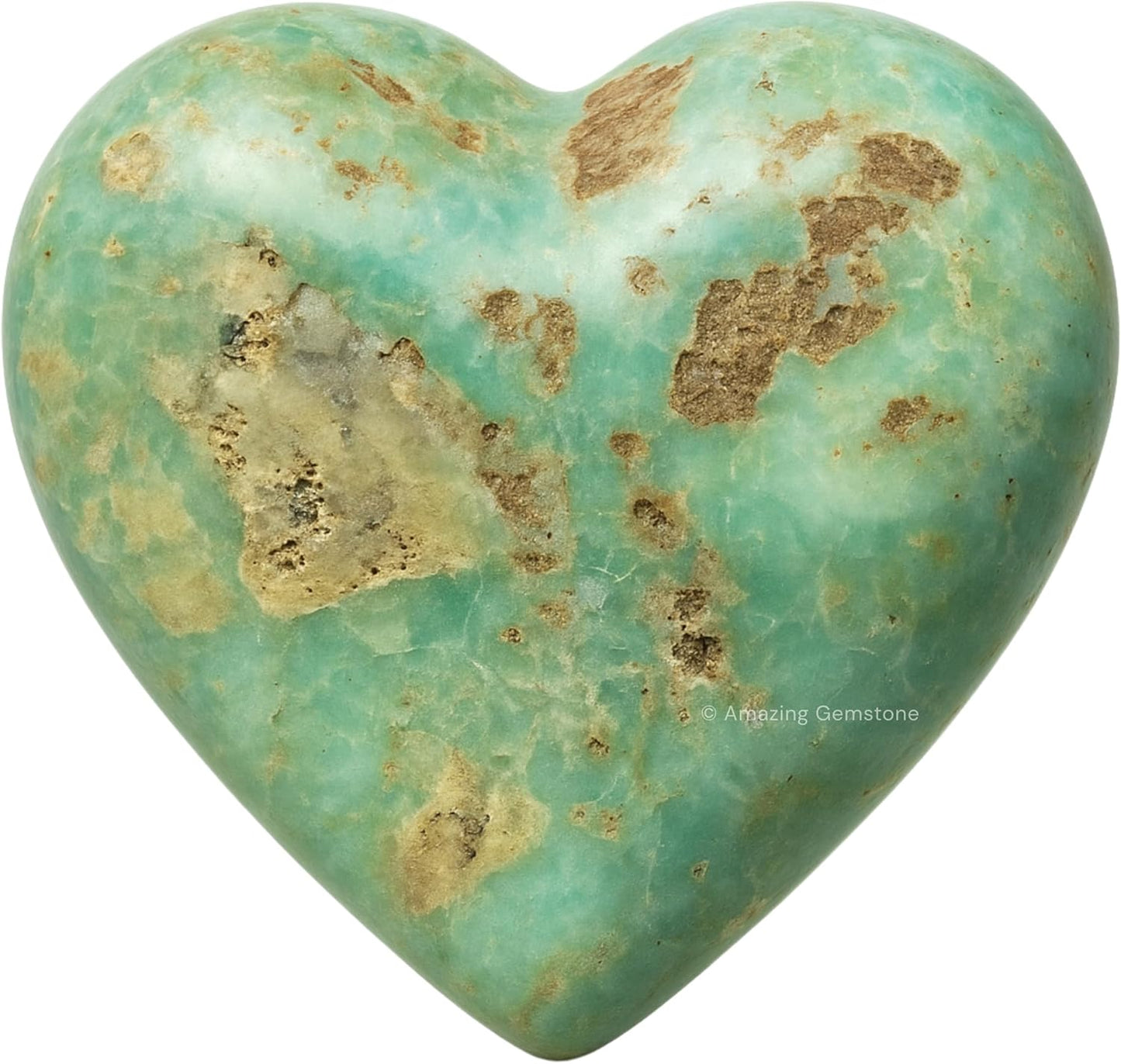 Amazing Gemstone Chrysoprase Crystal Heart Palm Stone - Pocket Massage Worry Stone for Natural Body Chakra Balancing, Reiki Healing and Crystal Grid