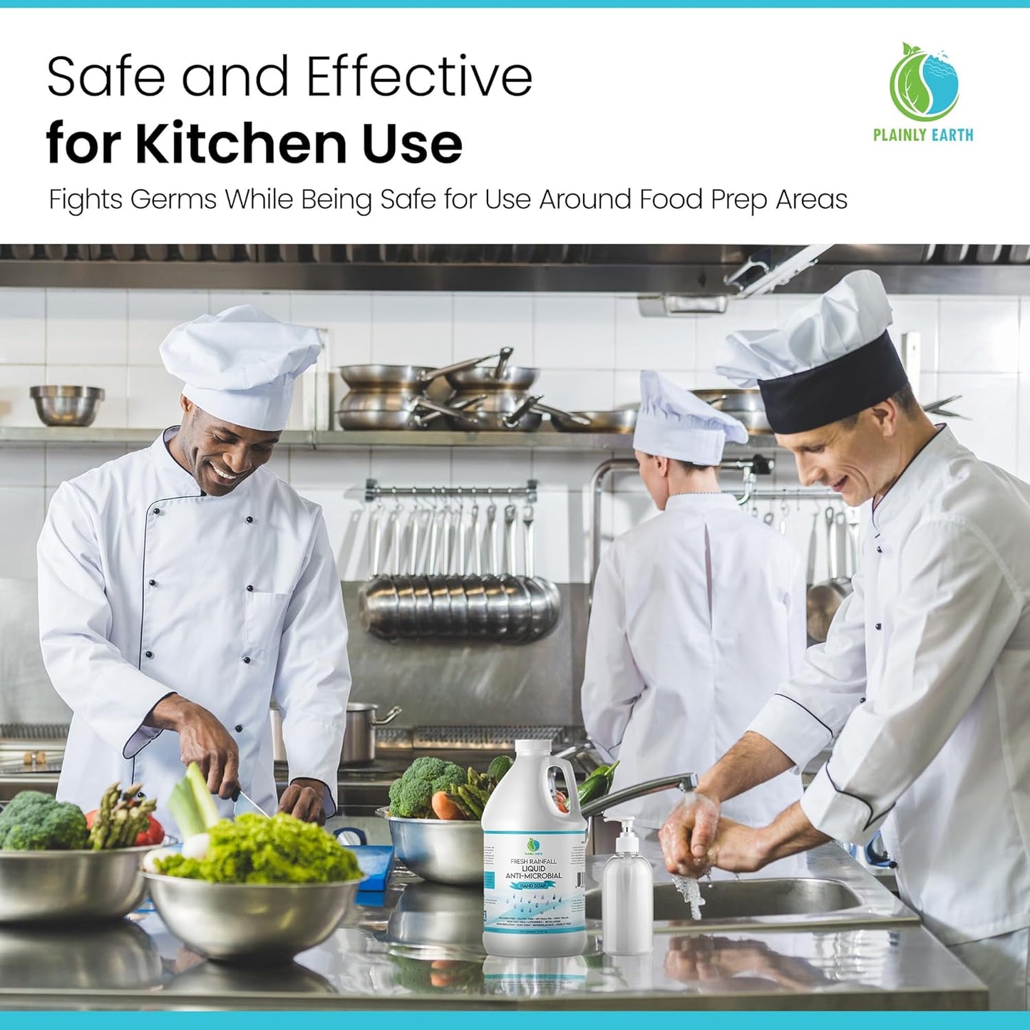 AntiMicrobial Hand Soap, 64 oz Bulk Refill - Antibacterial Hand Soap, Gentle, Scented Moisturizing Hand Soap for Kitchen and Bathroom - Fresh Rainfall