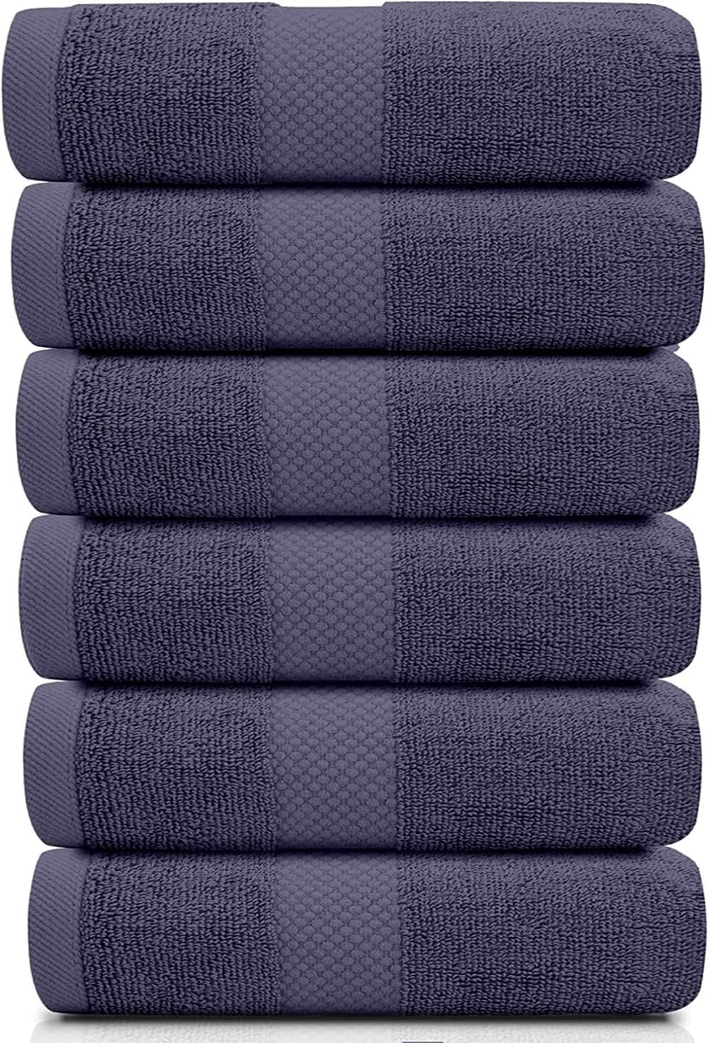White Classic Luxury Navy Blue Hand Towels - Soft 100% Turkish Cotton | Highly Absorbent Hotel spa Bathroom Towel Collection | 16x30 Inch | Set of 6