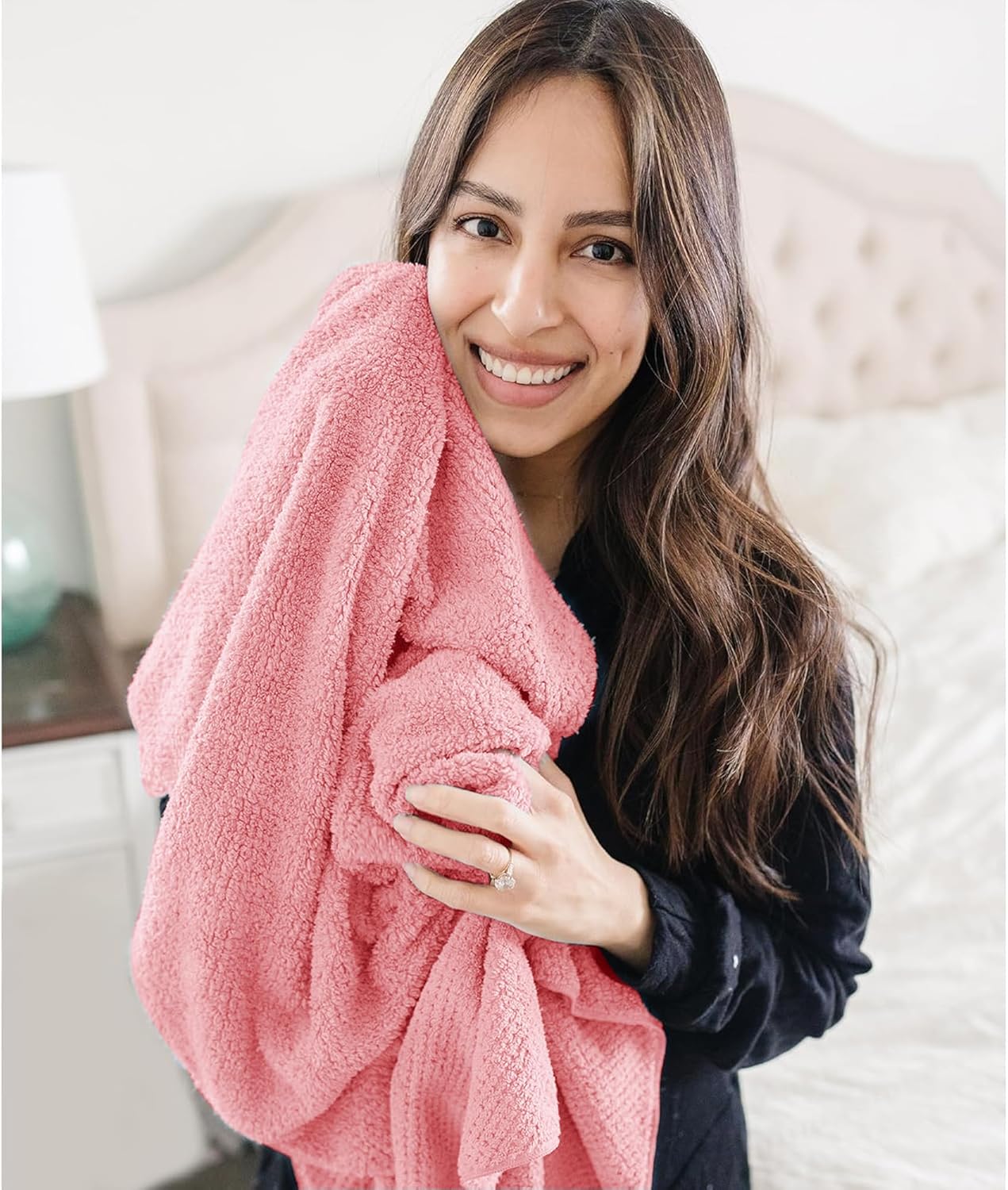 2 Packs Large Microfiber Hair Towels for Women, Super Absorbent & Quick Dry Hair Towel Wrap for Curly Long & Short Hair- Anti-Frizz Hair Turbans for Wet Hair（Coral Pink & Pink） - 27.5''*39.4''