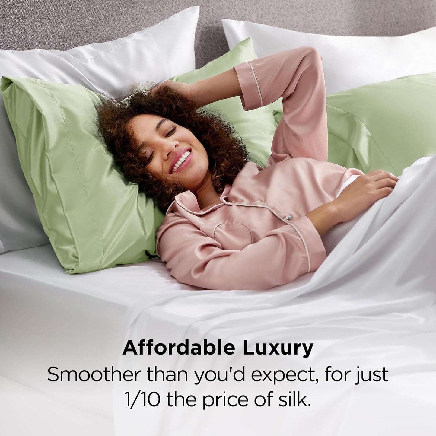 Bedsure Satin Pillowcases, Similar to Silk Pillow Cases Queen Size Set of 2, Pillow Case for Sleeping Women with Envelope Closure, Gifts for Women Men, Sage Green, 20x30 Inches, 2pcs