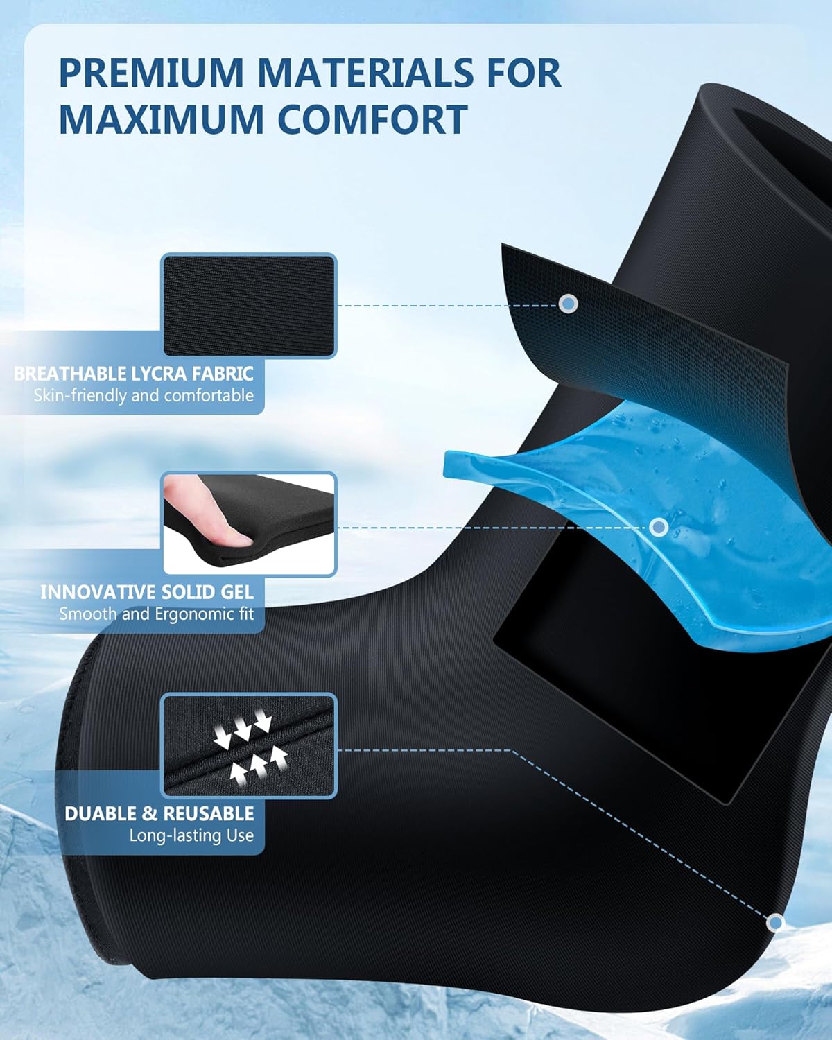 Ankle Foot Ice Pack Wrap for Injuries, Reusable Gel Ice Pack for Hot & Cold Therapy, Cold Therapy Compression Sleeve for Achilles Tendonitis,Plantar Fasciitis,Swelling,Sprained,Pain Relie