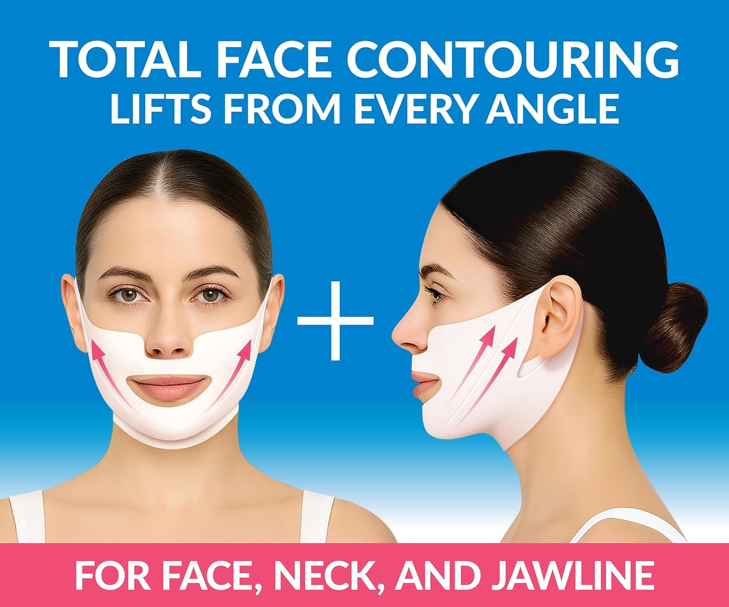 Stylia MaxiLift V-Line Lifting Collagen Face Mask - Advanced Double Chin Reducer - Jawline Shaper - Neck Firming and Tightening Mask with Hyaluronic Acid & Aloe Vera - Chin Strap for Sleeping (10PC)