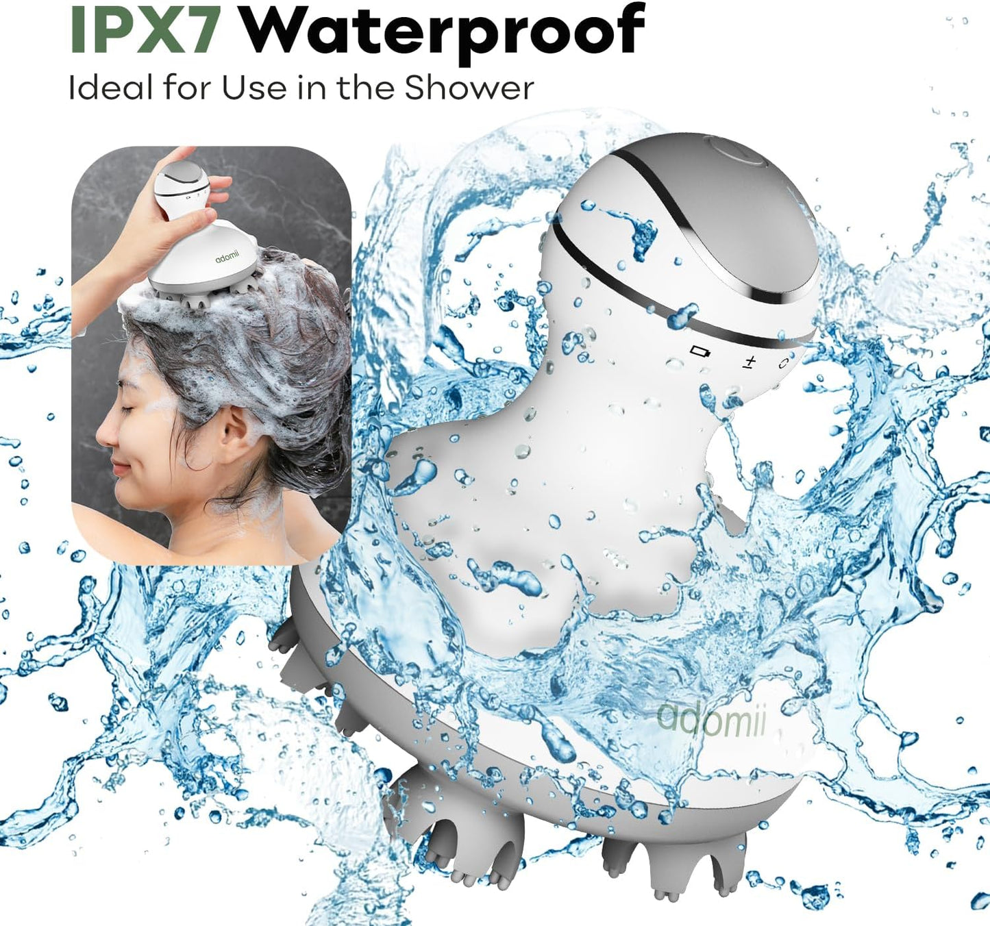 Electric Scalp Massager for Headache & Stress Relief - Cordless, Handheld Head Massager for Scalp w/ 84 Kneading Nodes for Deep Clean - Waterproof & Pet-Friendly Tool - Ideal Gift