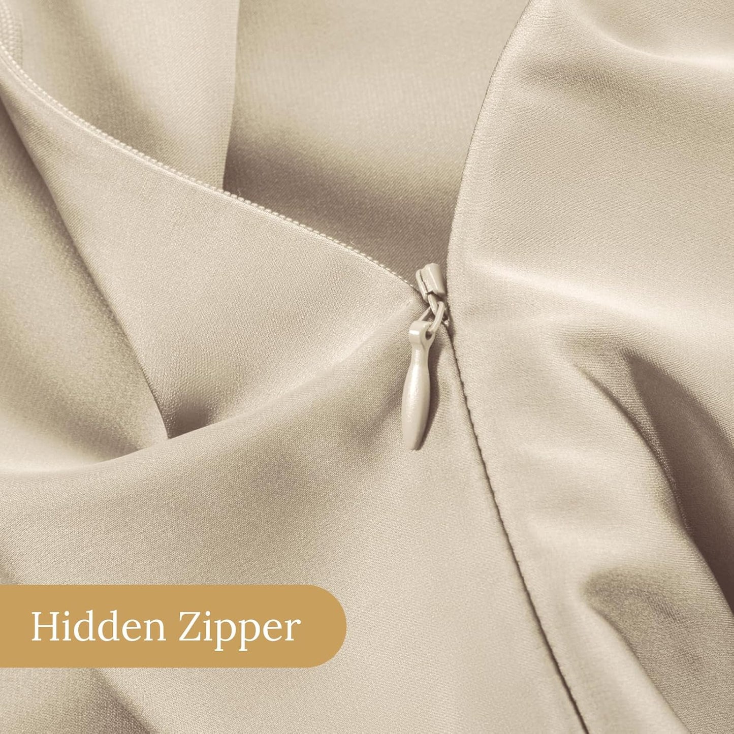 INFIIXSO Mulberry Silk Pillowcase for Hair and Skin, Silk Pillow Cases Queen Size Set of 2 with Hidden Zipper 20x30 Inches, Ultra Smooth and Soft Cooling Pillow Cases for Hot Sleepers(Beige, 2 Pack)