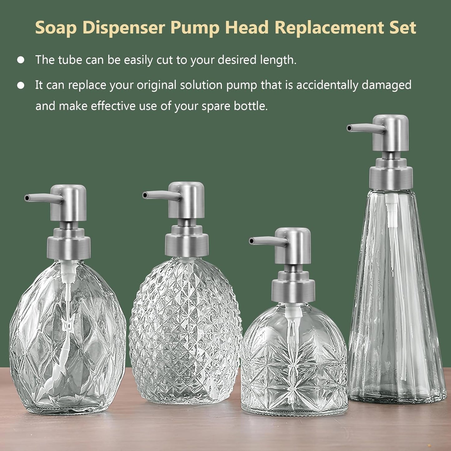 6Pcs Soap Dispenser Pump Head Replacement Set,Reusable Hand Soap Dispenser Top for Bathroom,Kithen Worktop Bottles, Standard Diameter 28/400 Neck Size (6, Silver)