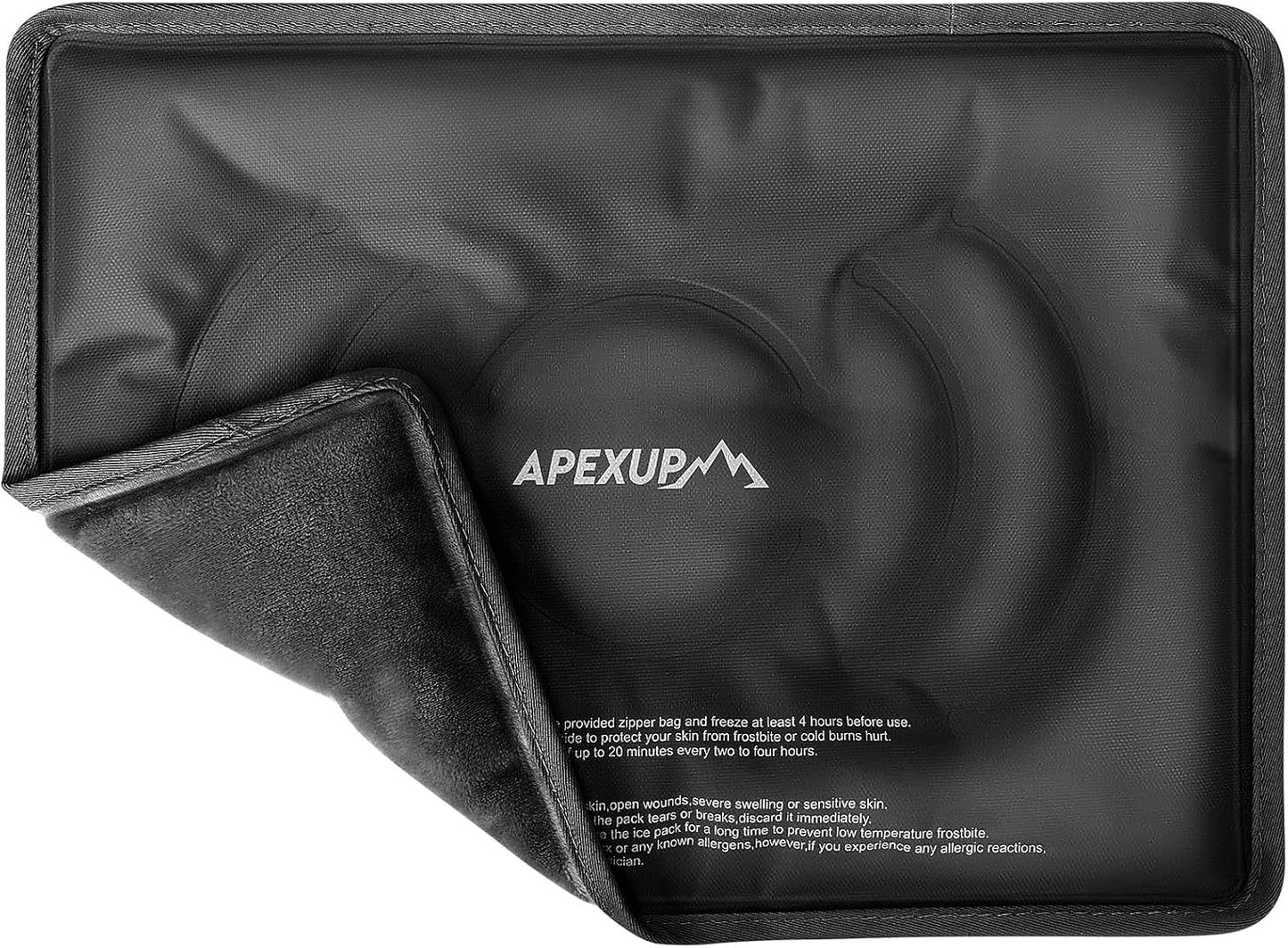 APEXUP Gel Ice Packs for Injuries Reusable, Flexible Double Sided Cold Packs for Injuries, Ice Pack for Knee, Shoulder, Back, Hip, Leg, Arm (Black, L, 1PK)