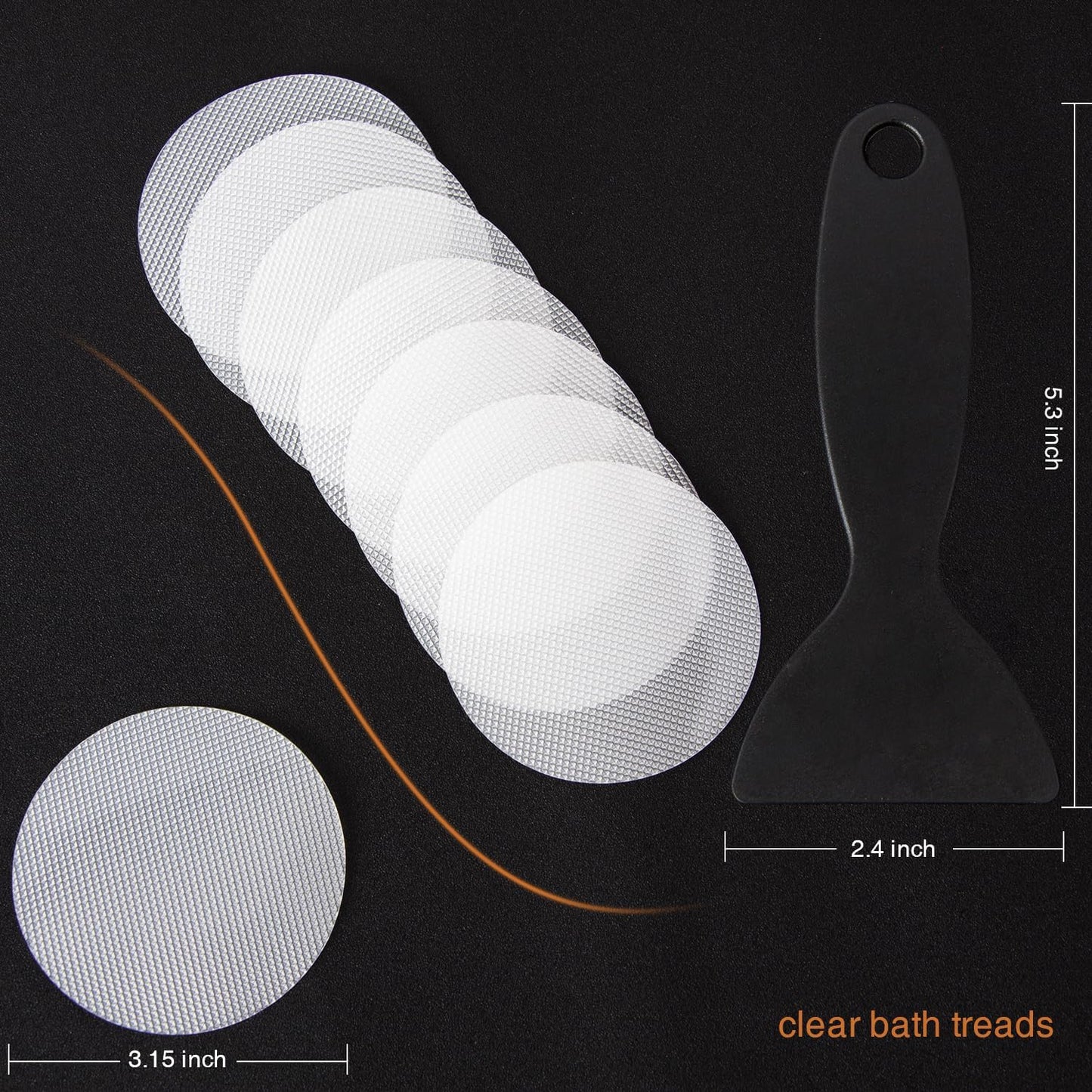 36PCS Non-Slip Bathtub Stickers, Safety Bathroom Tubs Showers Treads Adhesive Decals Scraper