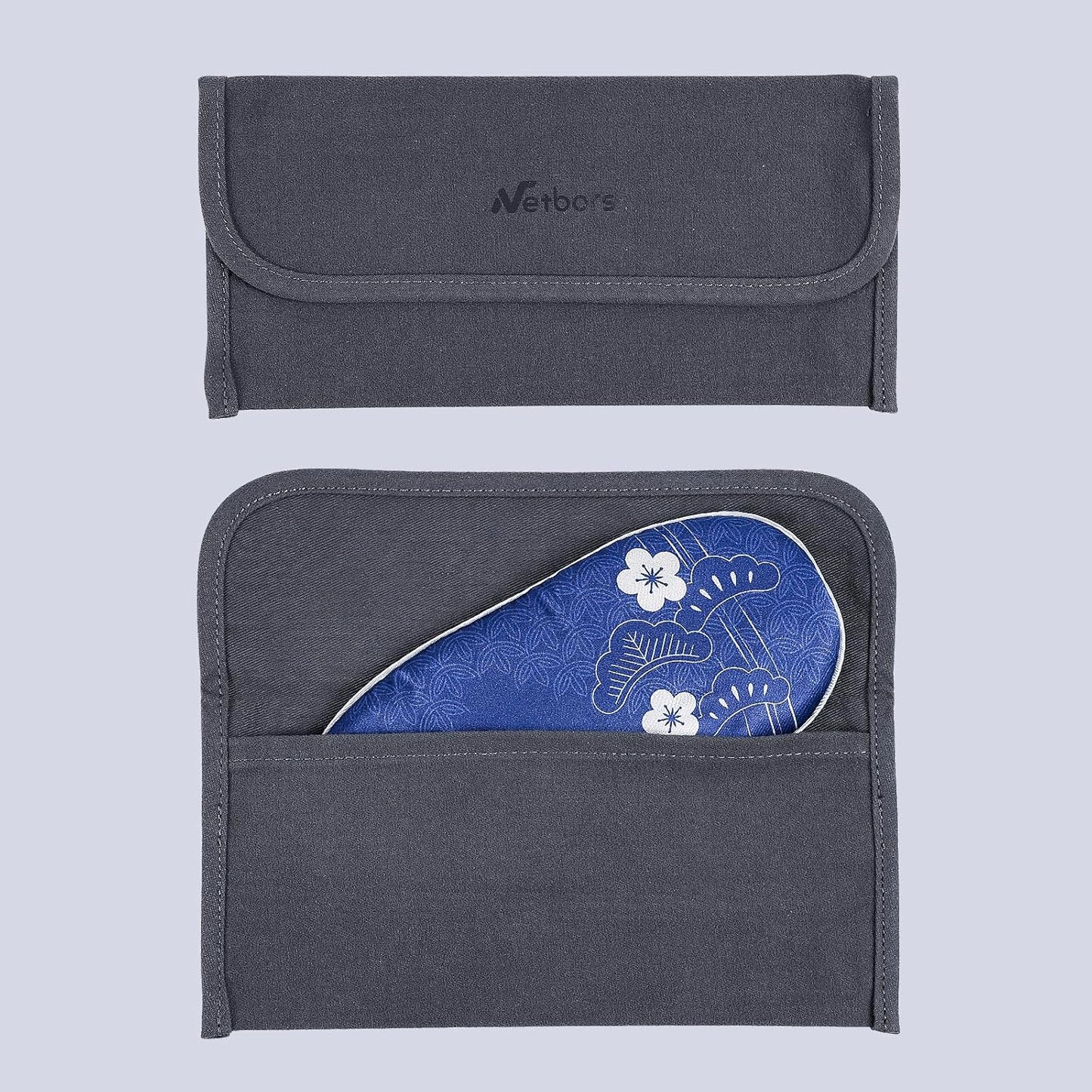 Luxury Silk Sleep Mask with 22mm Mulberry Silk, Velvet Elastic Band, Heat Therapy Pocket, and Travel Pouch, Navy Color