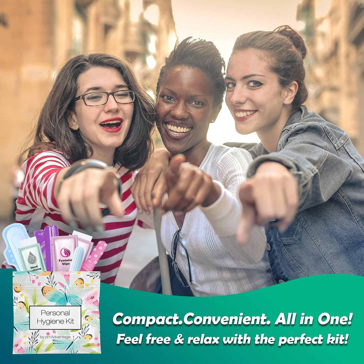 Menstrual Kit All-in-One 10 Pack | Convenience on The Go | Period Kit Pack for Travelling, Tweens & Teenager | Individually Wrapped Feminine Hygiene Product (Butterflies)